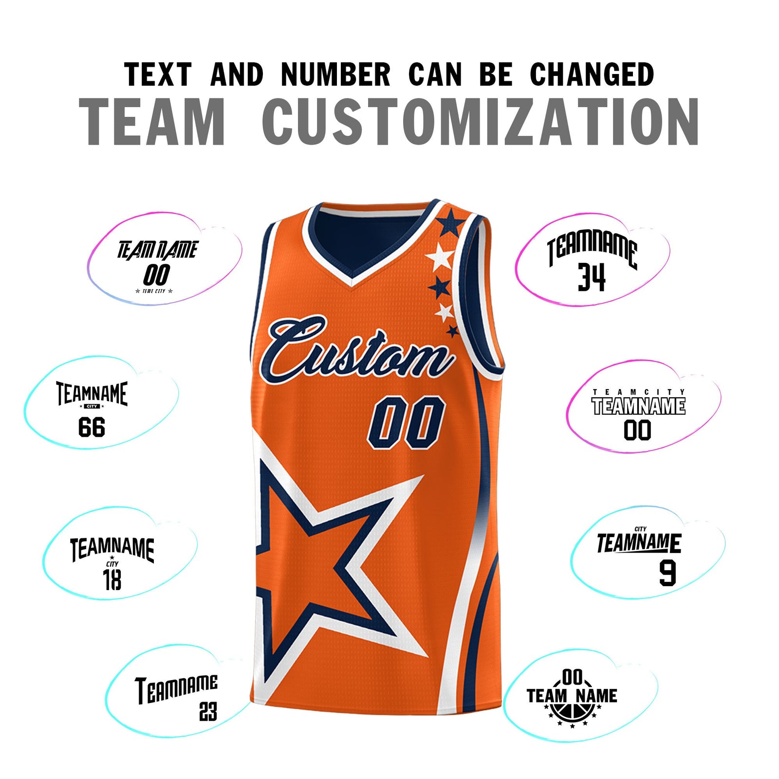 Custom Navy Orange White Star Series Reversible Sets Basketball Jersey| KXKSHOP
