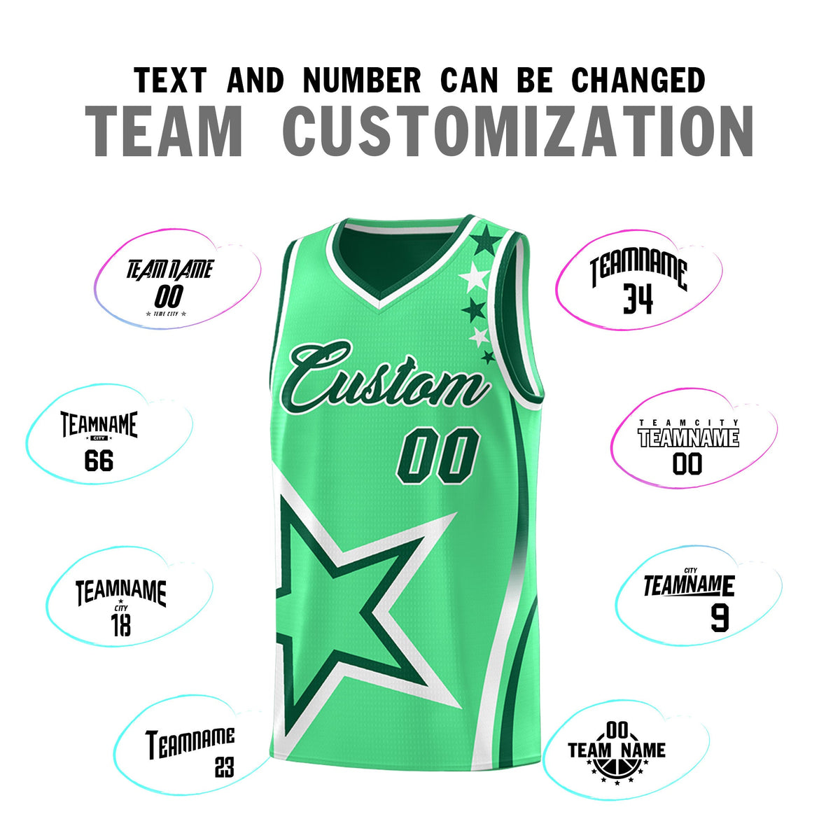 Custom Kelly Green Green White Star Series Reversible Sets Basketball Jersey| KXKSHOP