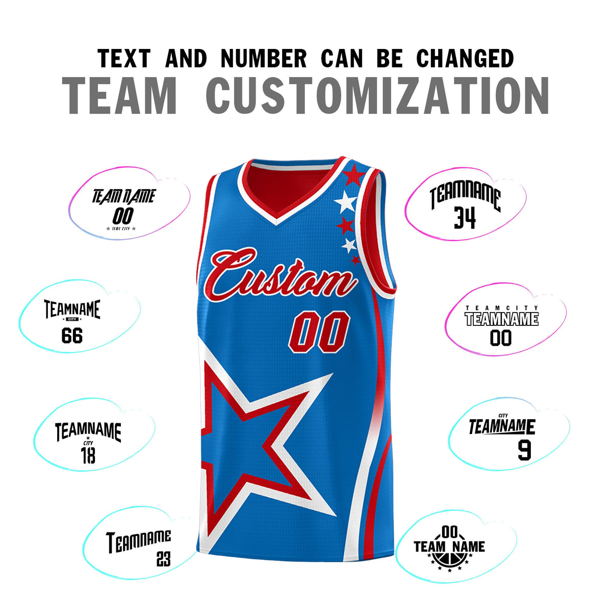 Custom Red Royal White Star Series Reversible Sets Basketball Jersey| KXKSHOP