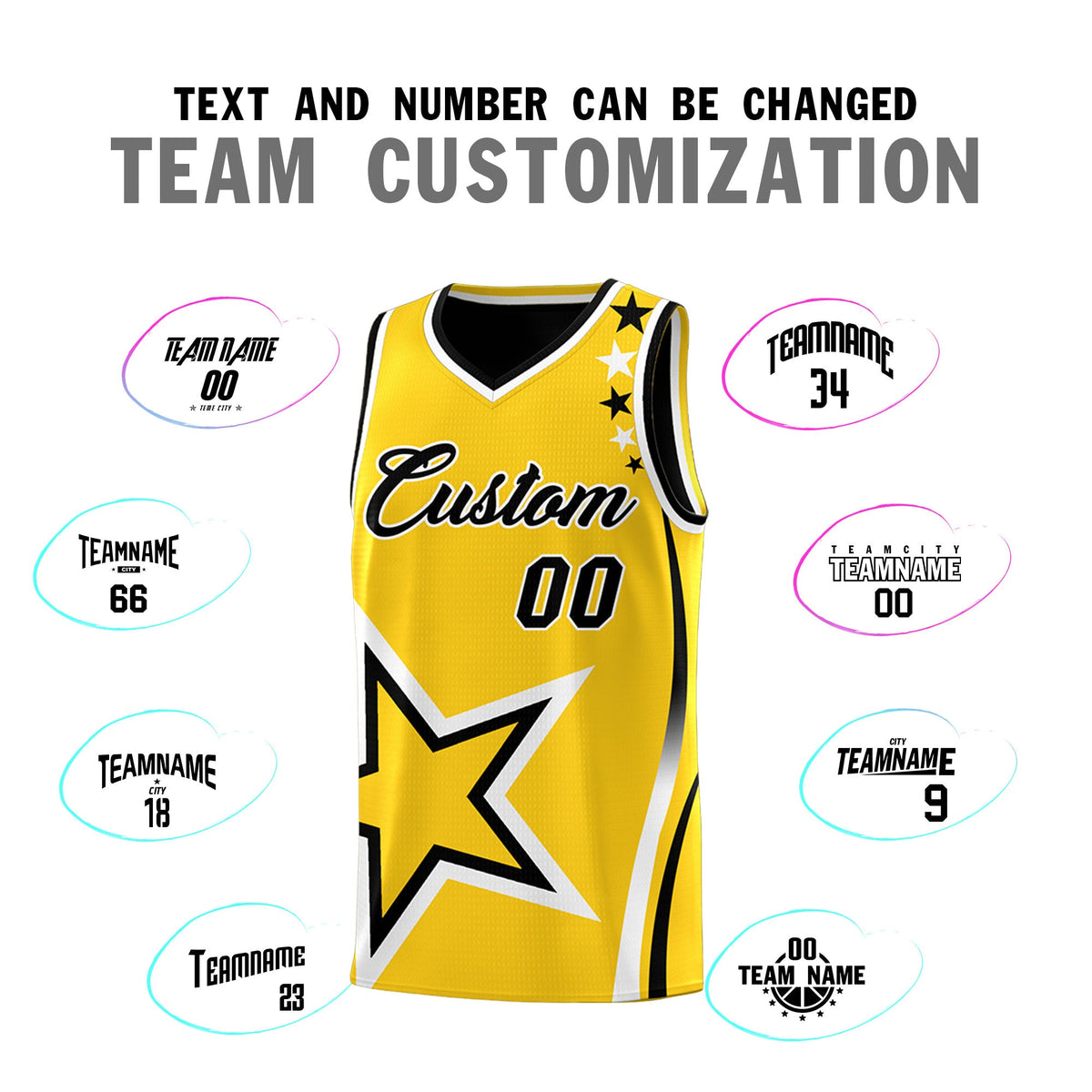 Custom Black Gold White Star Series Reversible Sets Basketball Jersey| KXKSHOP