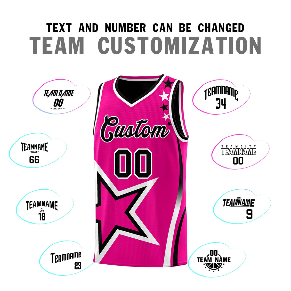 Custom Black Pink White Star Series Reversible Sets Basketball Jersey| KXKSHOP