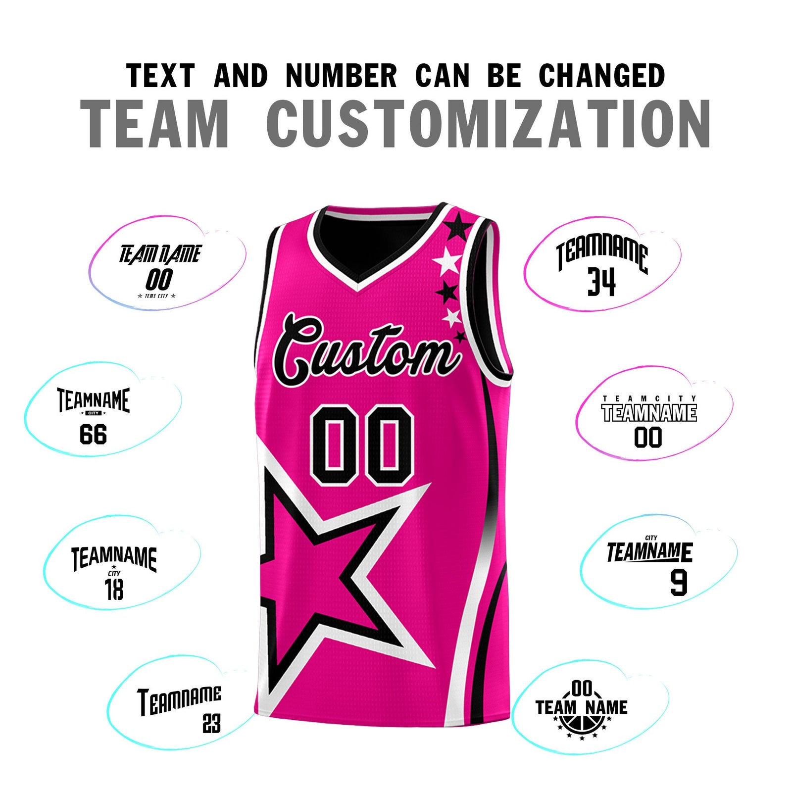 Custom Black Pink White Star Series Reversible Sets Basketball Jersey| KXKSHOP