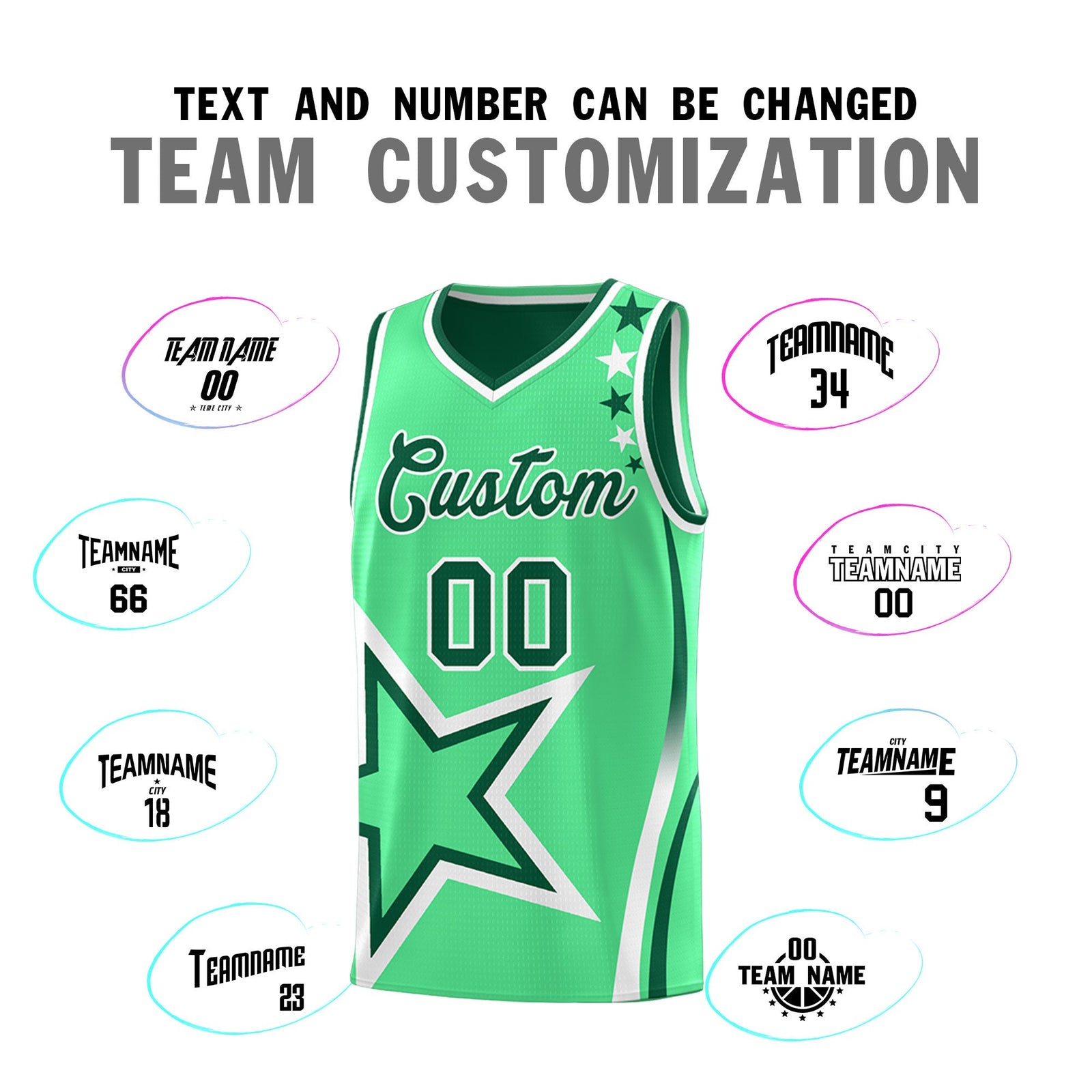 Custom Kelly Green Green White Star Series Reversible Sets Basketball Jersey| KXKSHOP