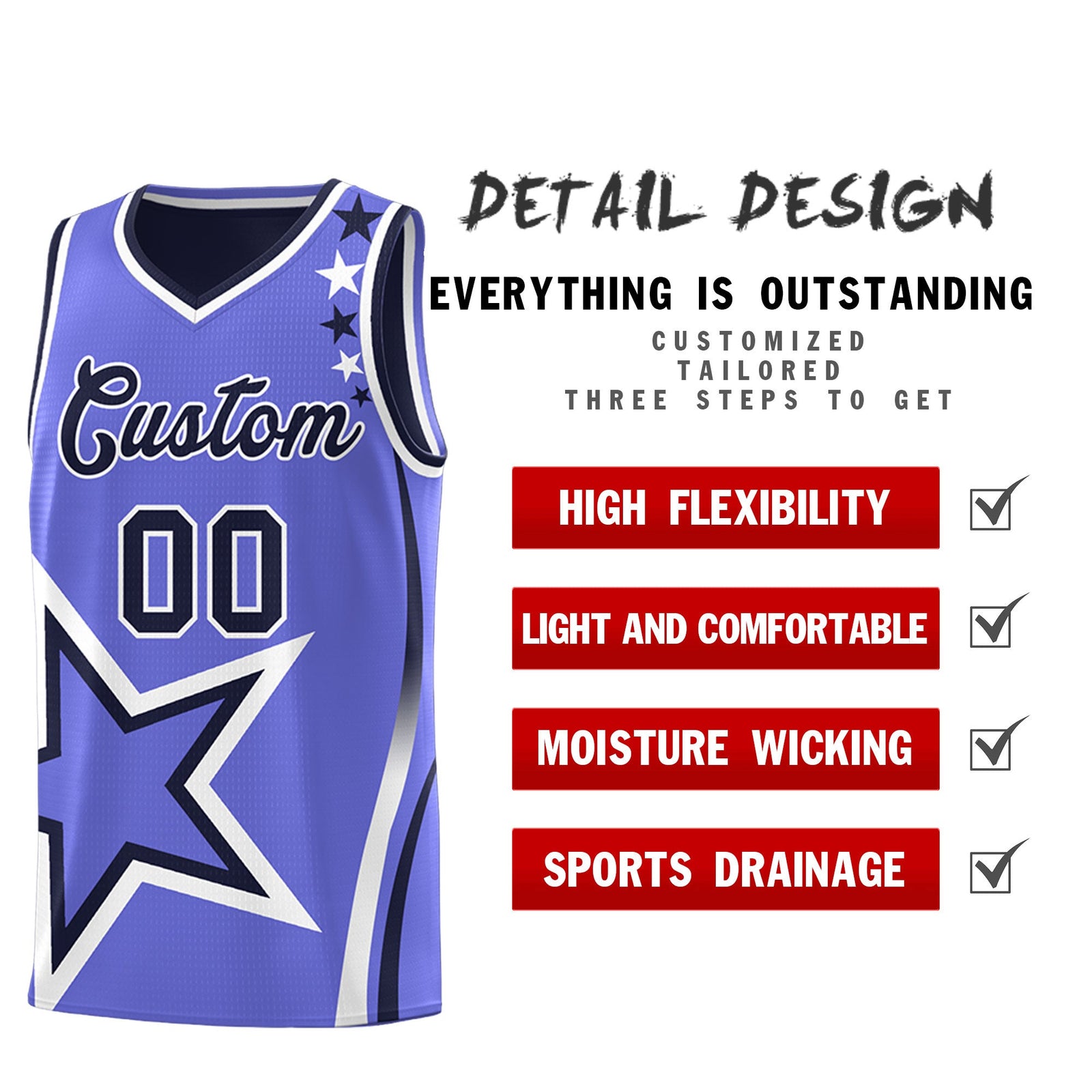 Custom Navy Purple White Star Series Reversible Sets Basketball Jersey| KXKSHOP