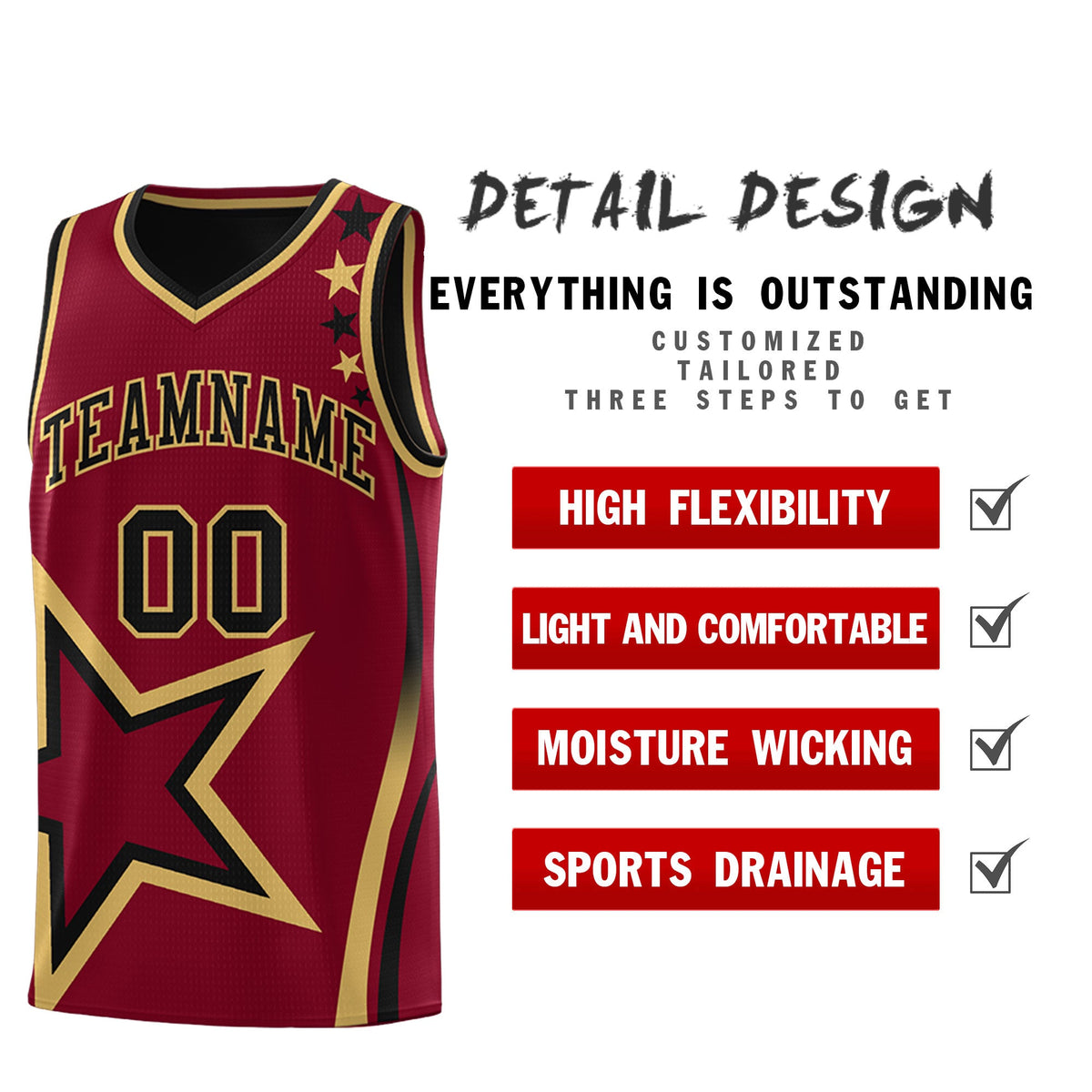 Custom Black Crimson Old Gold Star Series Reversible Sets Basketball Jersey| KXKSHOP