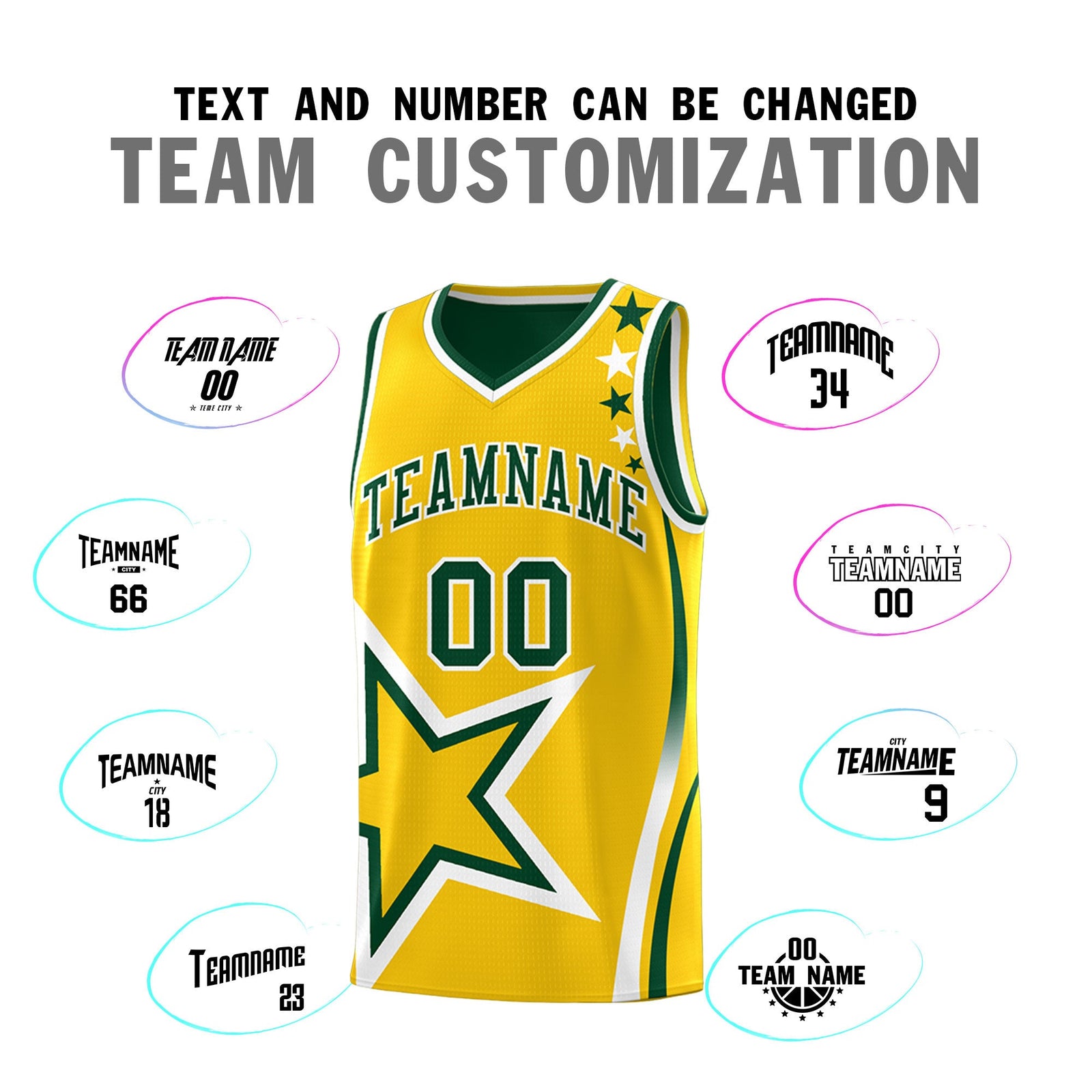 Custom Green Gold White Star Series Reversible Sets Basketball Jersey| KXKSHOP