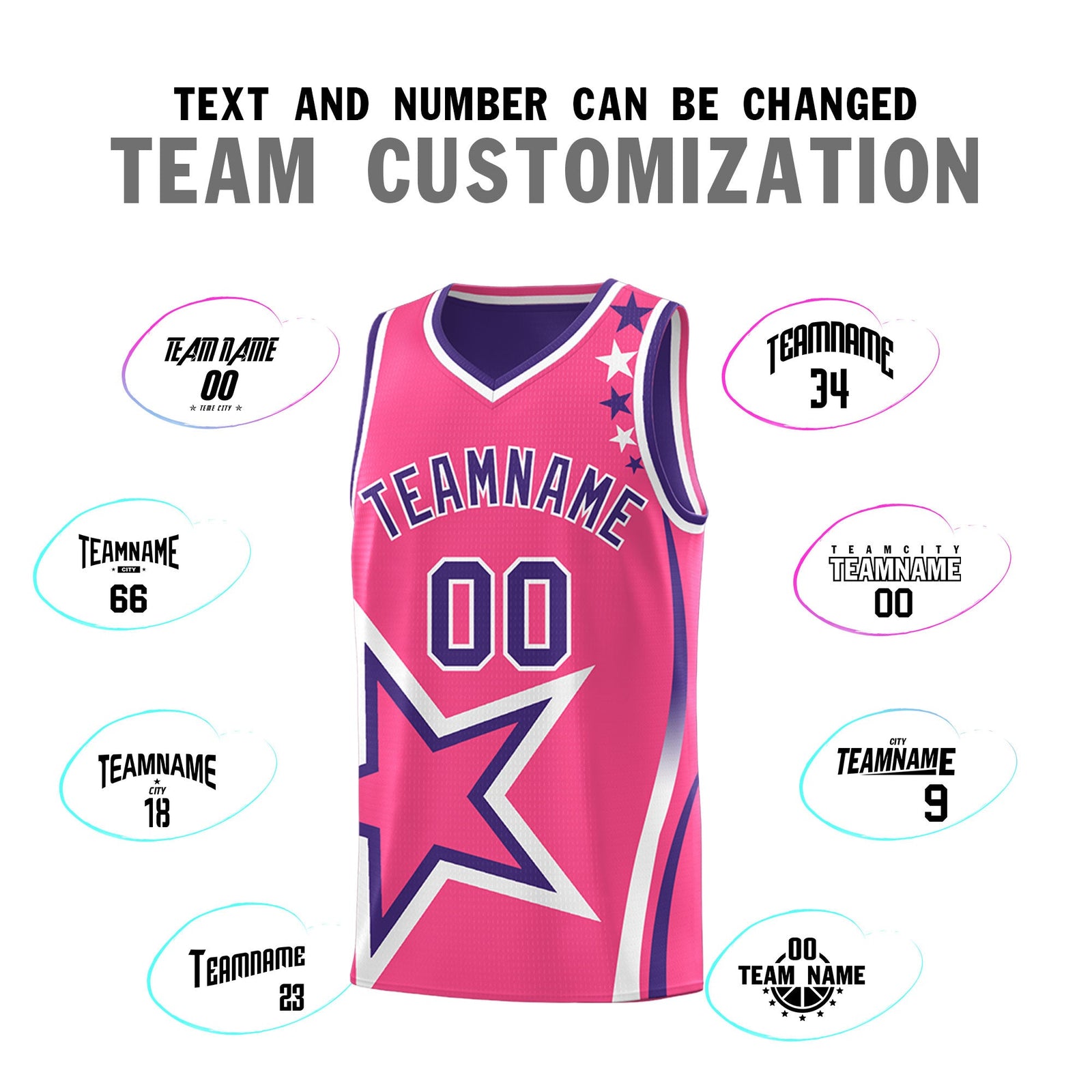 Custom Purple Pink White Star Series Reversible Sets Basketball Jersey| KXKSHOP