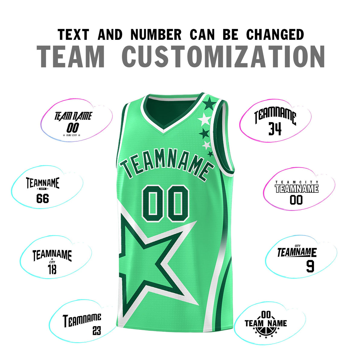 Custom Kelly Green Green White Star Series Reversible Sets Basketball Jersey| KXKSHOP