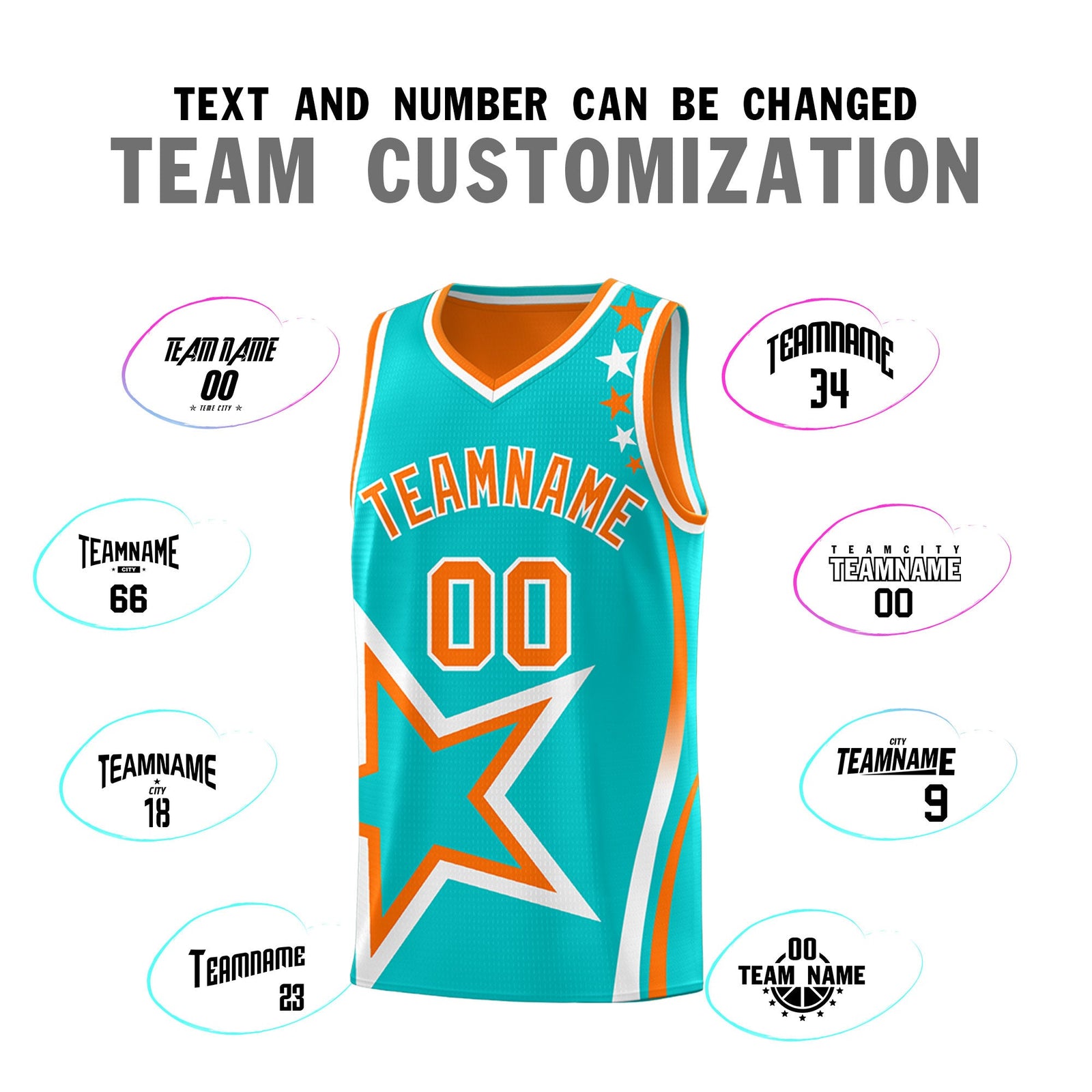 Custom Orange Aqua White Star Series Reversible Sets Basketball Jersey| KXKSHOP
