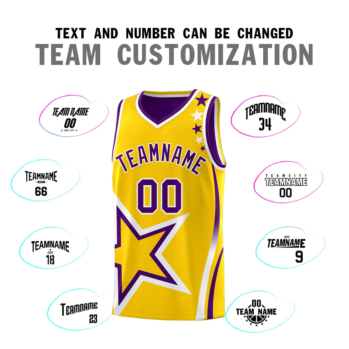 Custom Purple Gold White Star Series Reversible Sets Basketball Jersey| KXKSHOP