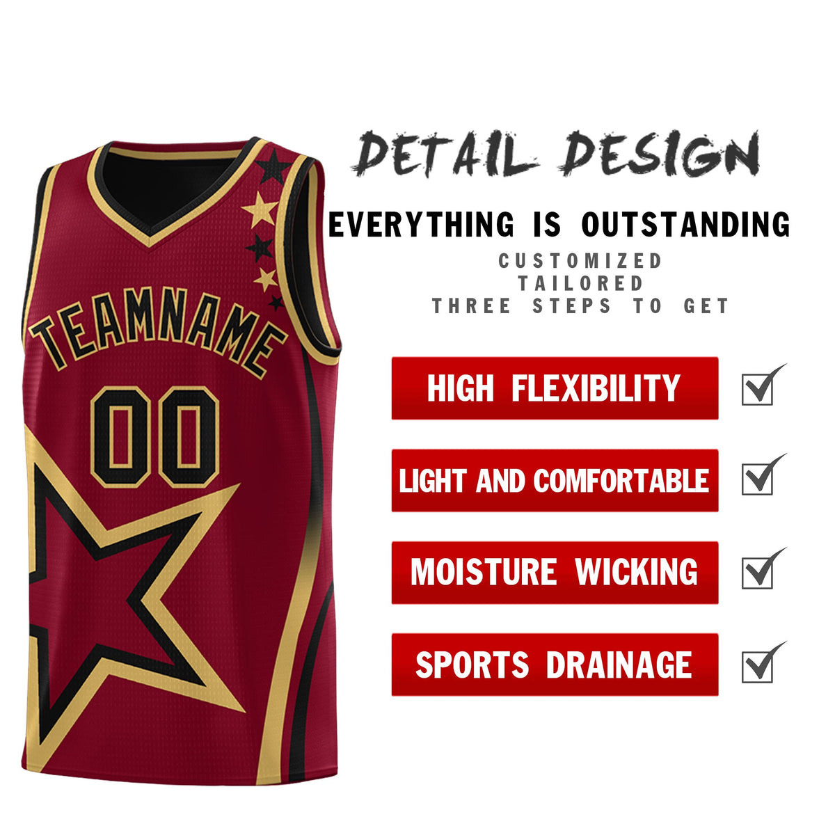 Custom Black Crimson Old Gold Star Series Reversible Sets Basketball Jersey| KXKSHOP