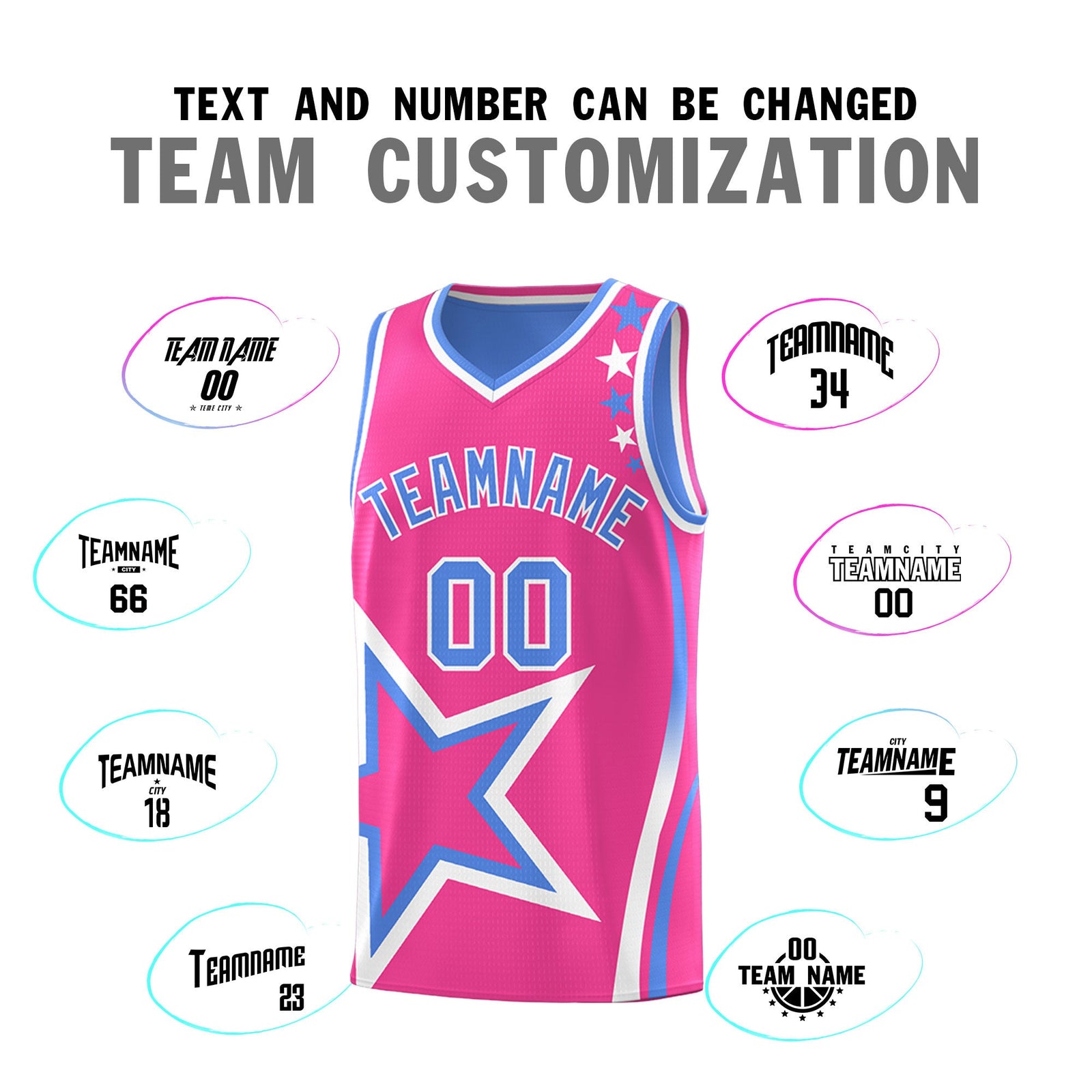 Custom Light Blue Pink White Star Series Reversible Sets Basketball Jersey| KXKSHOP