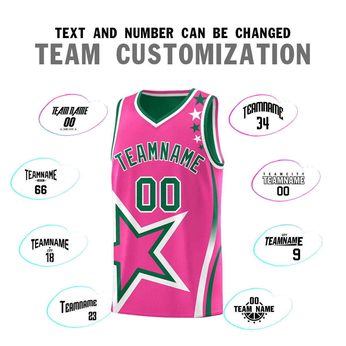 Custom Kelly Green Pink White Star Series Reversible Sets Basketball Jersey| KXKSHOP
