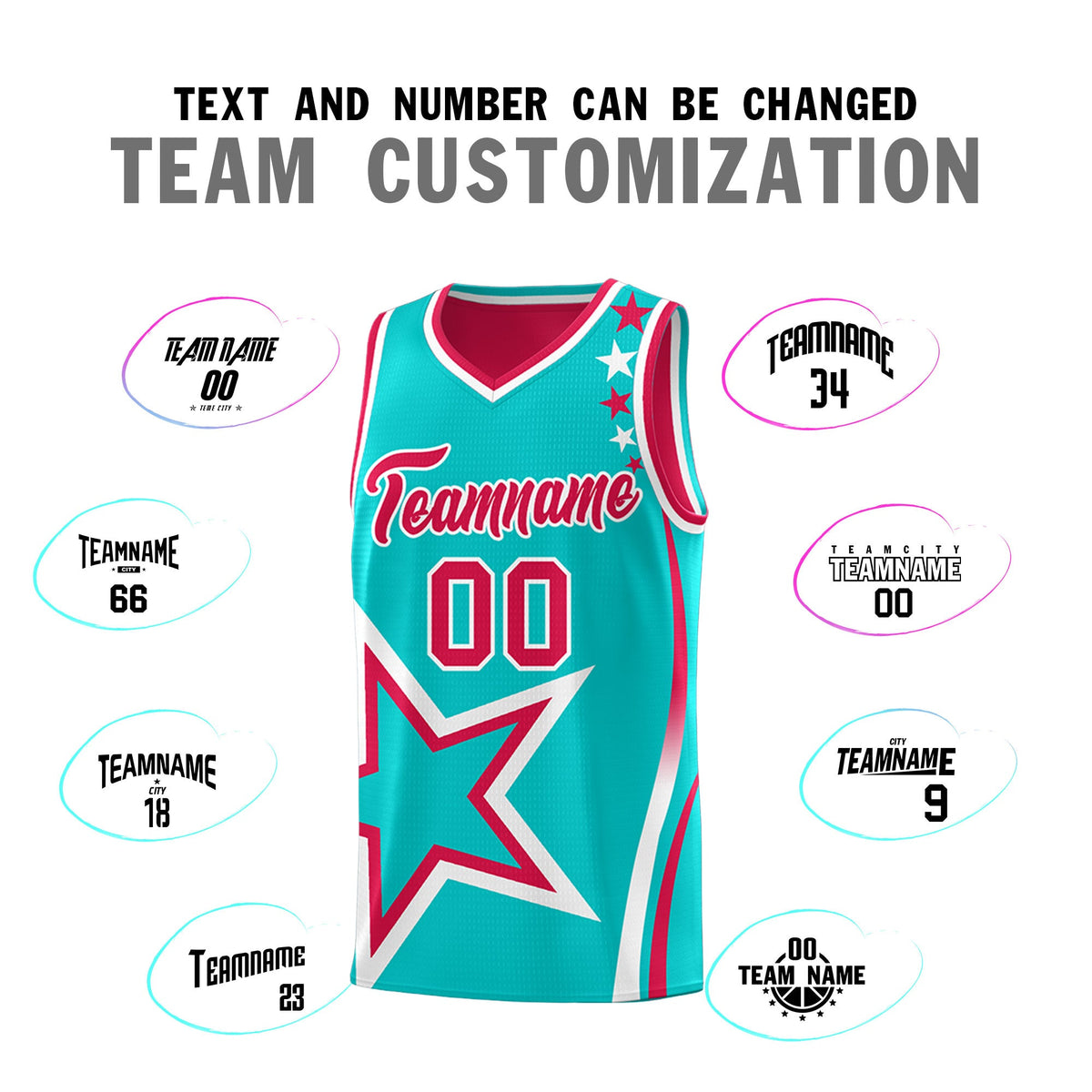 Custom Red Aqua White Star Series Reversible Sets Basketball Jersey| KXKSHOP