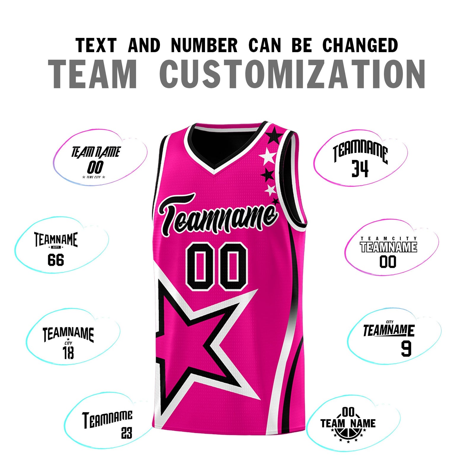 Custom Black Pink White Star Series Reversible Sets Basketball Jersey| KXKSHOP