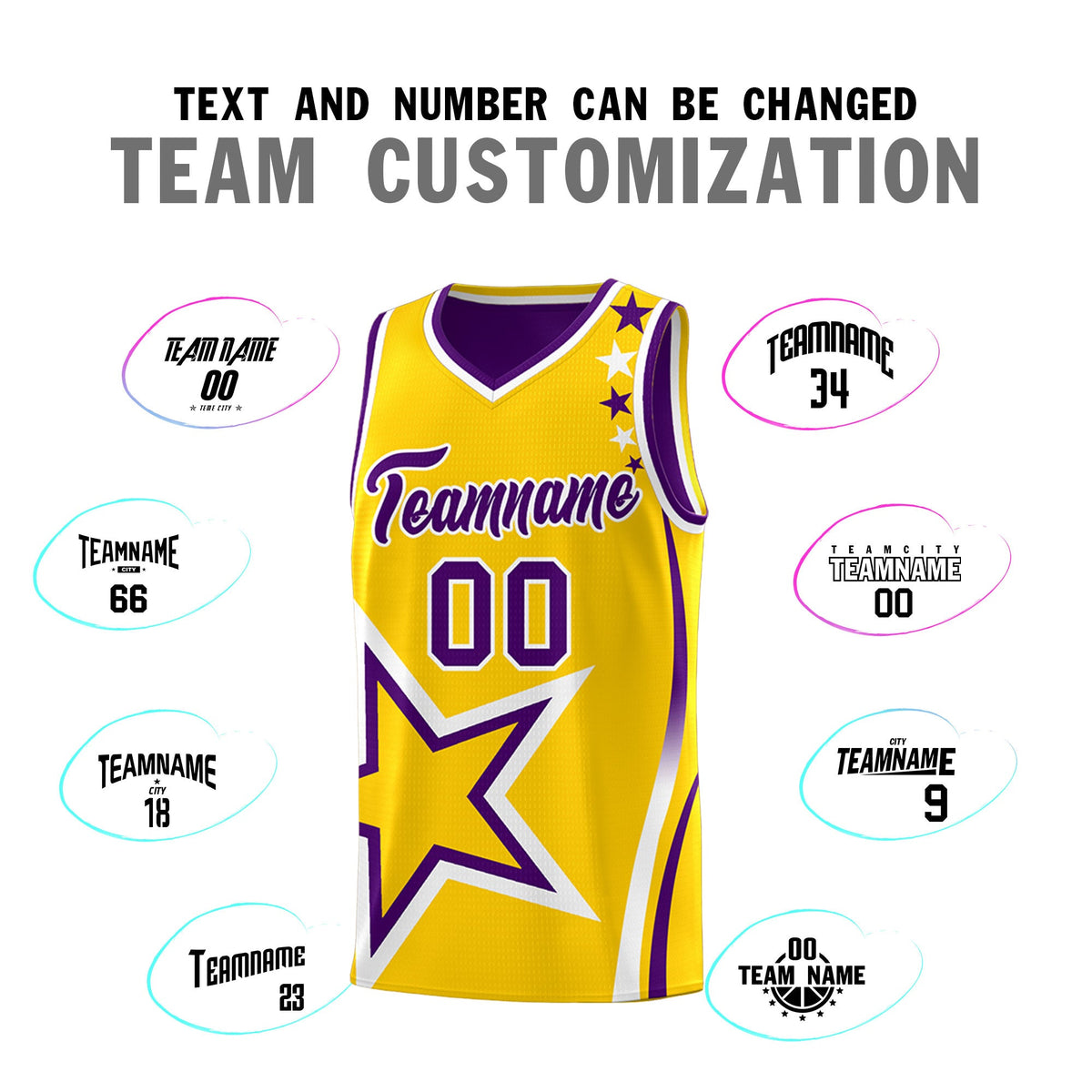 Custom Purple Gold White Star Series Reversible Sets Basketball Jersey| KXKSHOP