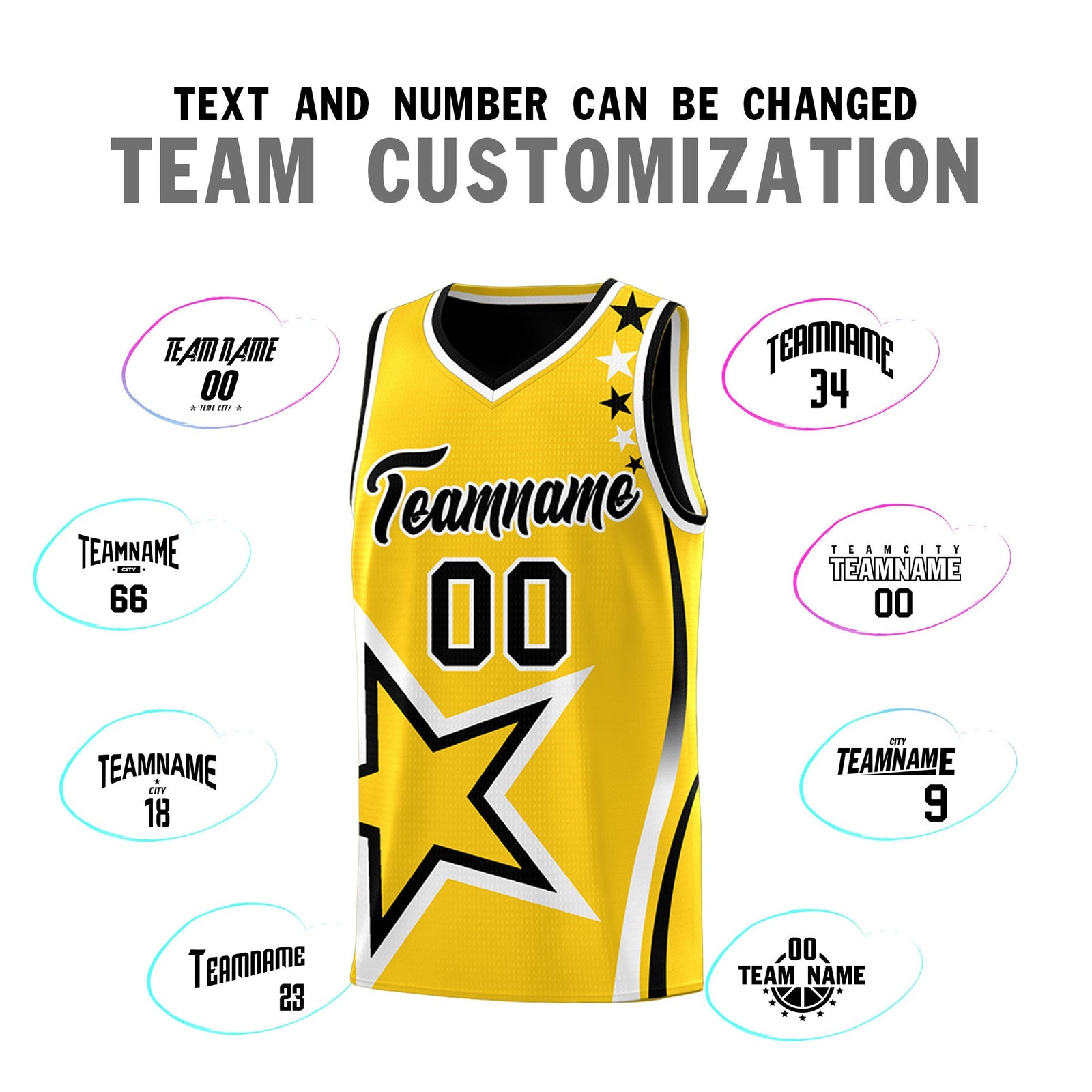 Custom Black Gold White Star Series Reversible Sets Basketball Jersey| KXKSHOP