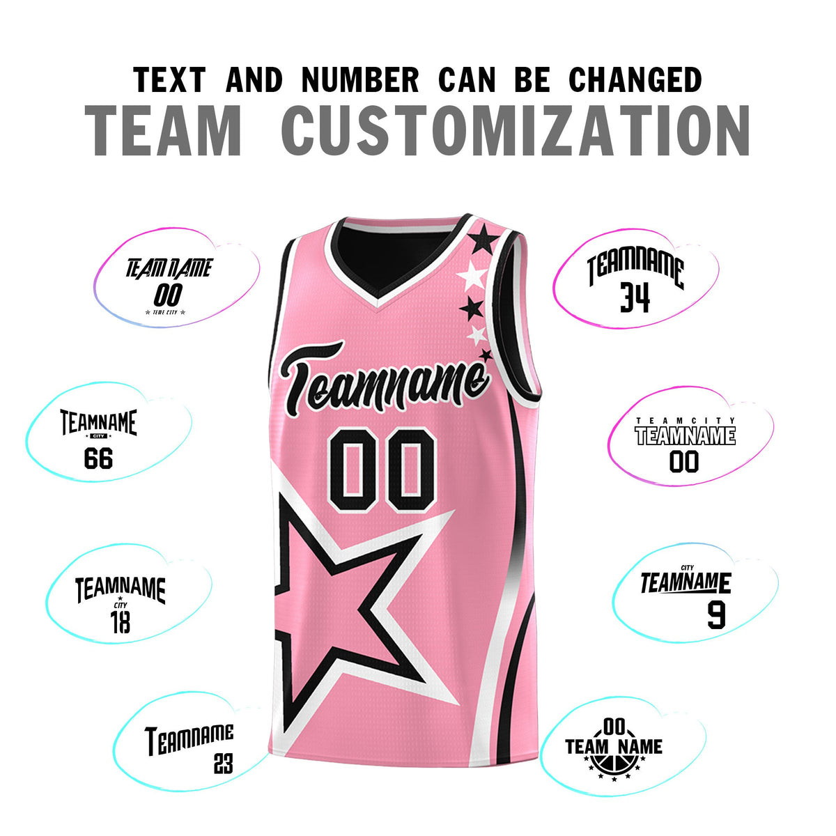 Custom Black Light Pink White Star Series Reversible Sets Basketball Jersey| KXKSHOP