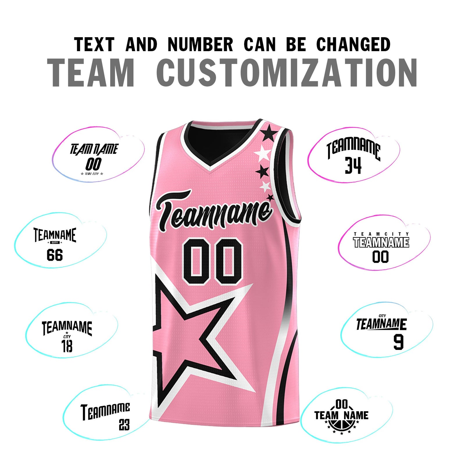 Custom Black Light Pink White Star Series Reversible Sets Basketball Jersey| KXKSHOP