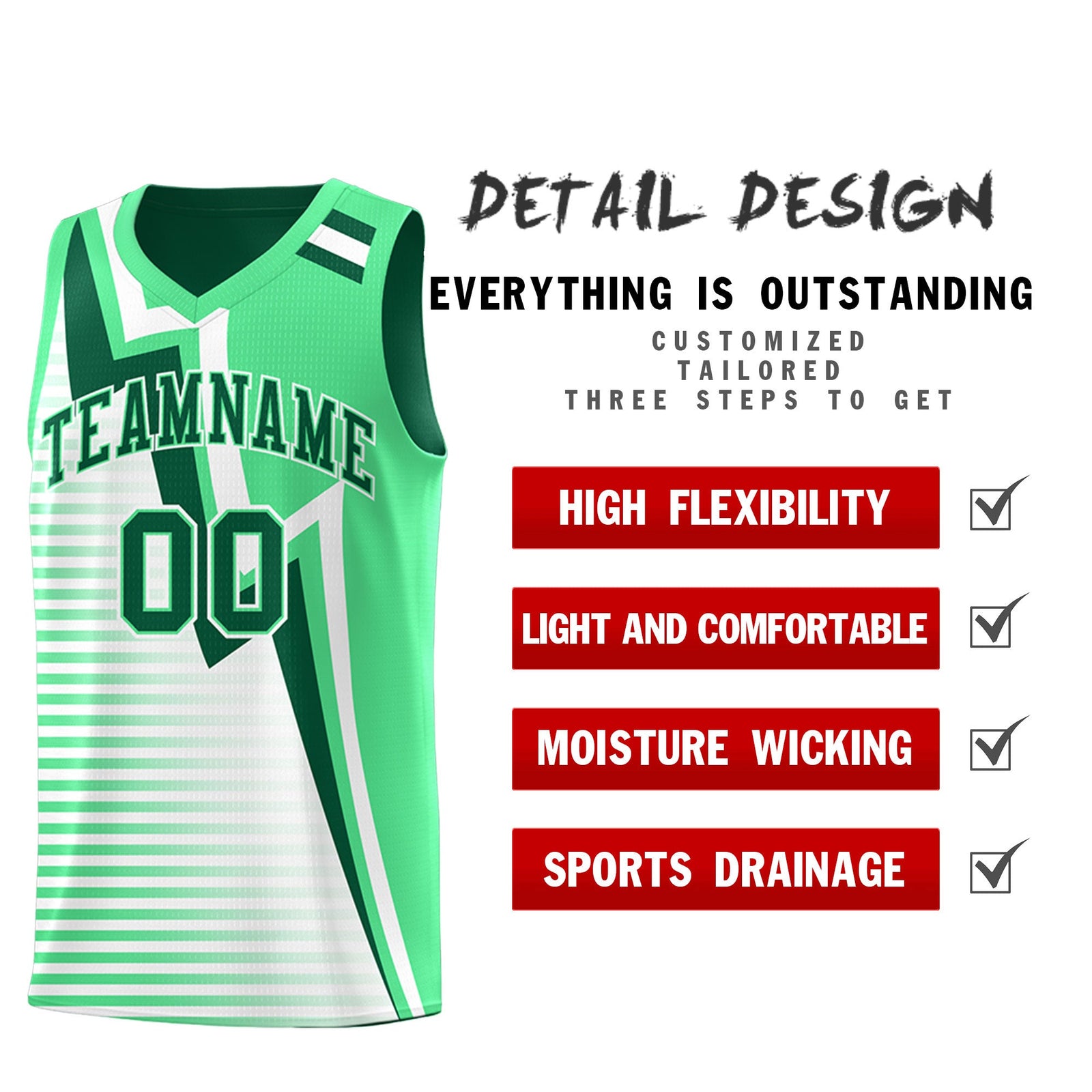 Custom Kelly Green Green White Gradient Stripes Lightning Pattern Reversible Sets Basketball Jersey| KXKSHOP
