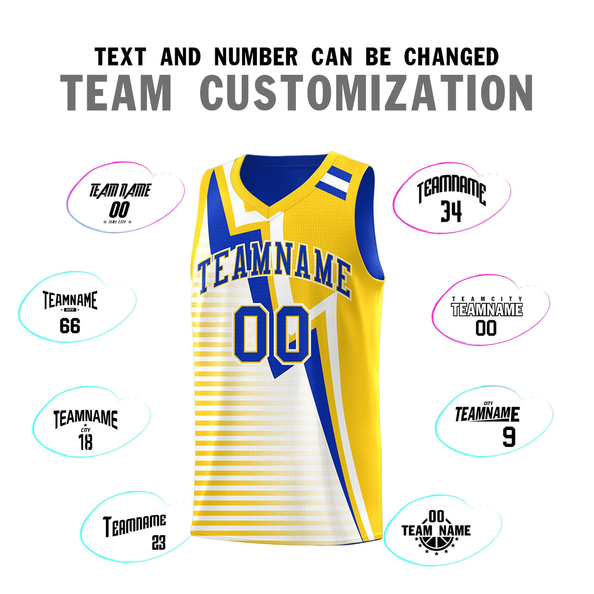 Custom Royal Blue Gold White Gradient Stripes Lightning Pattern Reversible Sets Basketball Jersey| KXKSHOP