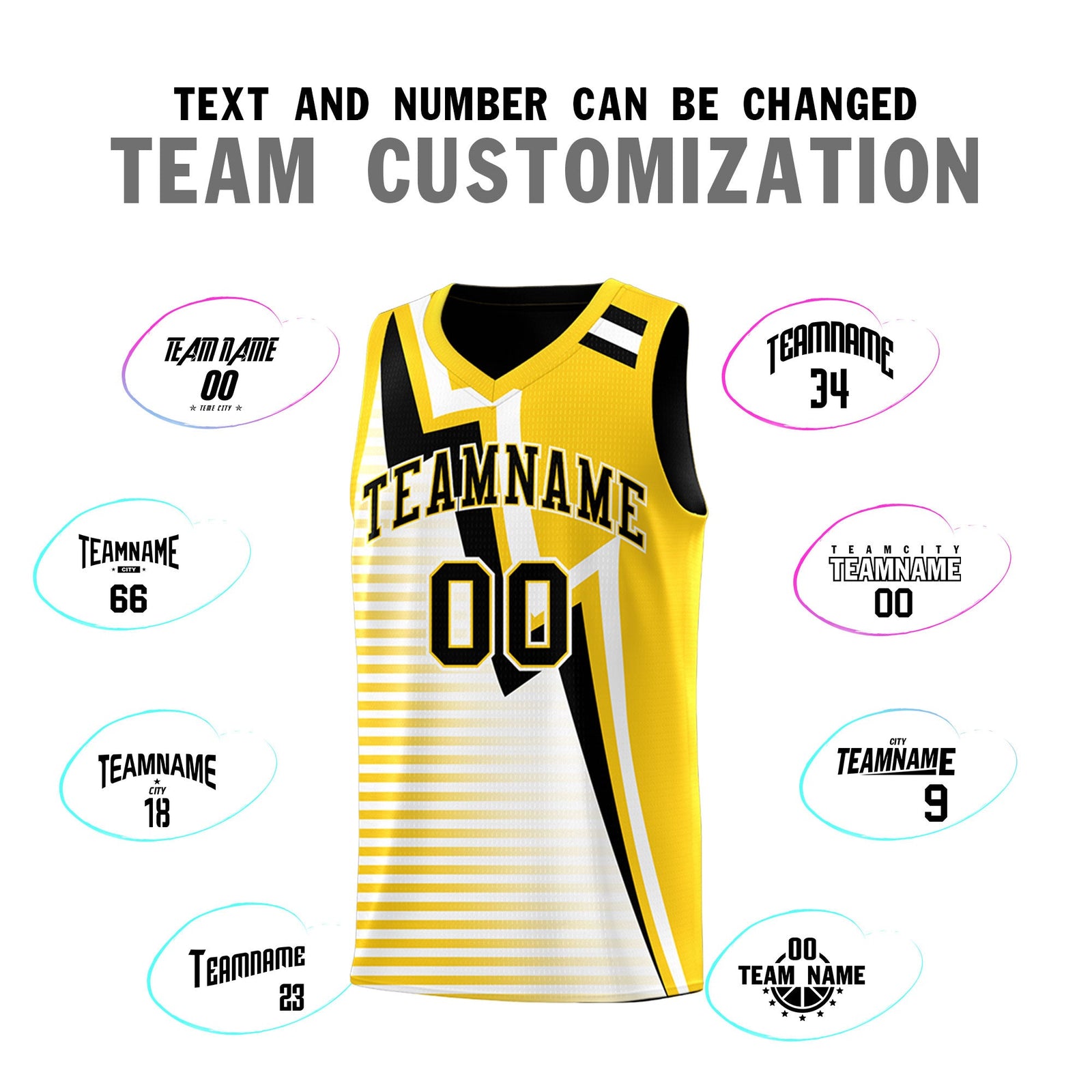 Custom Black Gold White Gradient Stripes Lightning Pattern Reversible Sets Basketball Jersey| KXKSHOP