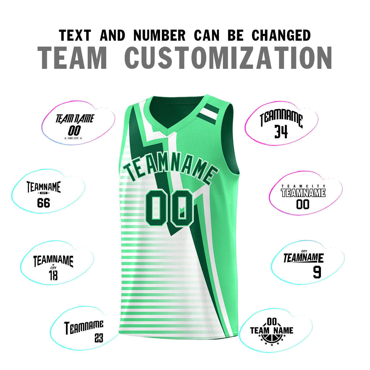 Custom Kelly Green Green White Gradient Stripes Lightning Pattern Reversible Sets Basketball Jersey| KXKSHOP