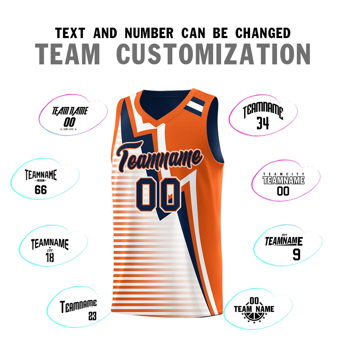 Custom Navy Orange White Gradient Stripes Lightning Pattern Reversible Sets Basketball Jersey| KXKSHOP
