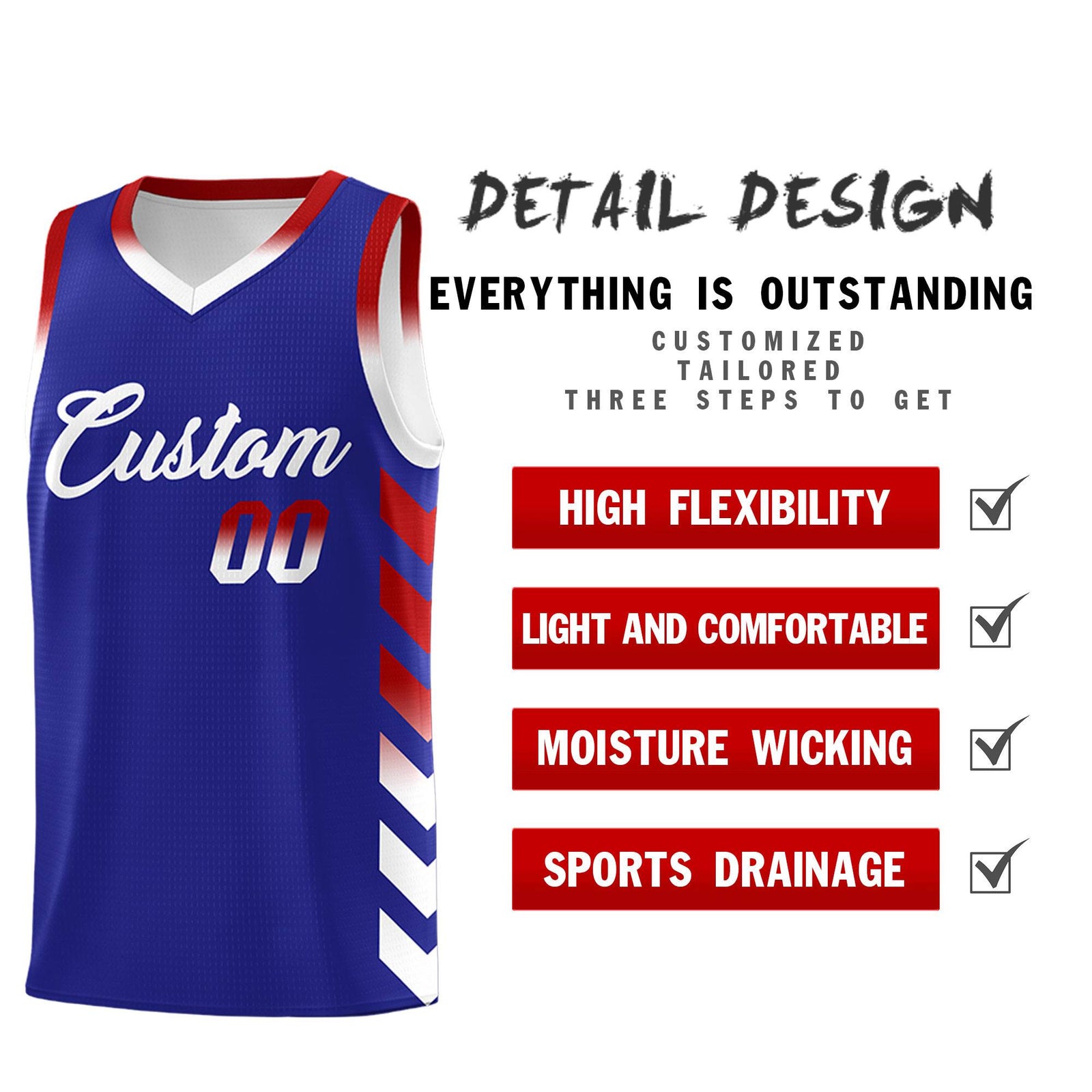 Custom White Royal Reversible Basketball Jersey Kits - Side Arrow Royal Red Gradient