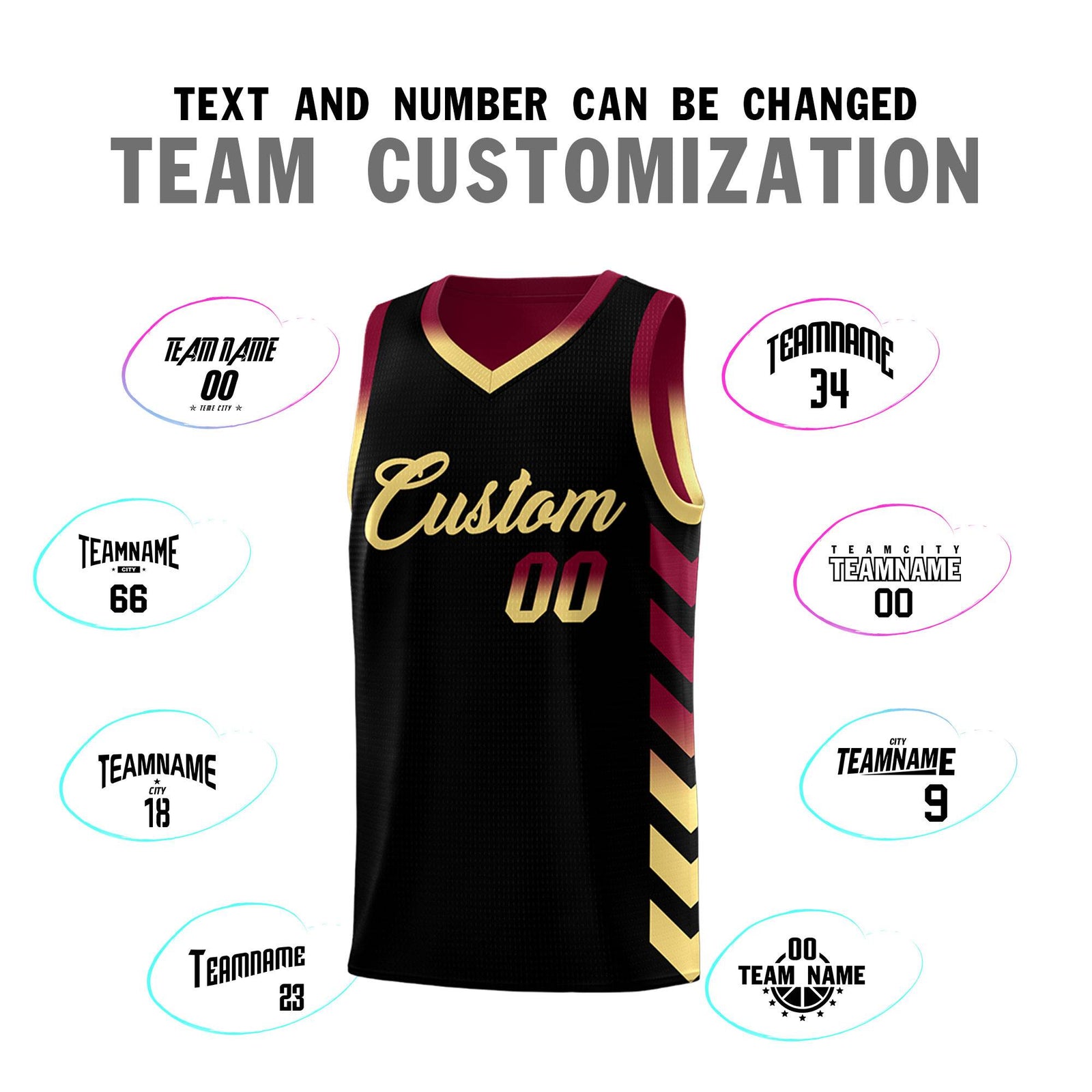 Custom Crimson Black Reversible Basketball Jersey Kits - Side Arrow Black Khaki Gradient