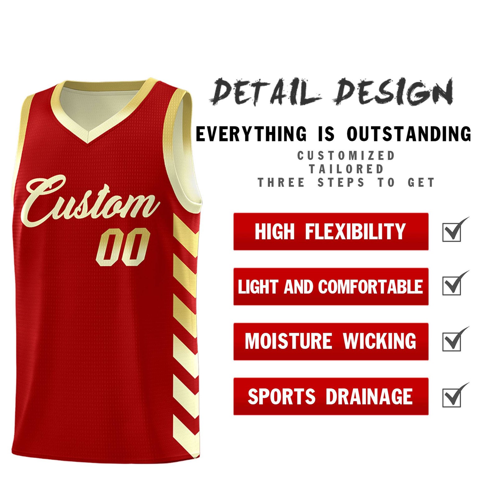 Custom Cream Red Reversible Basketball Jersey Kits - Side Arrow Old Gold Red Gradient