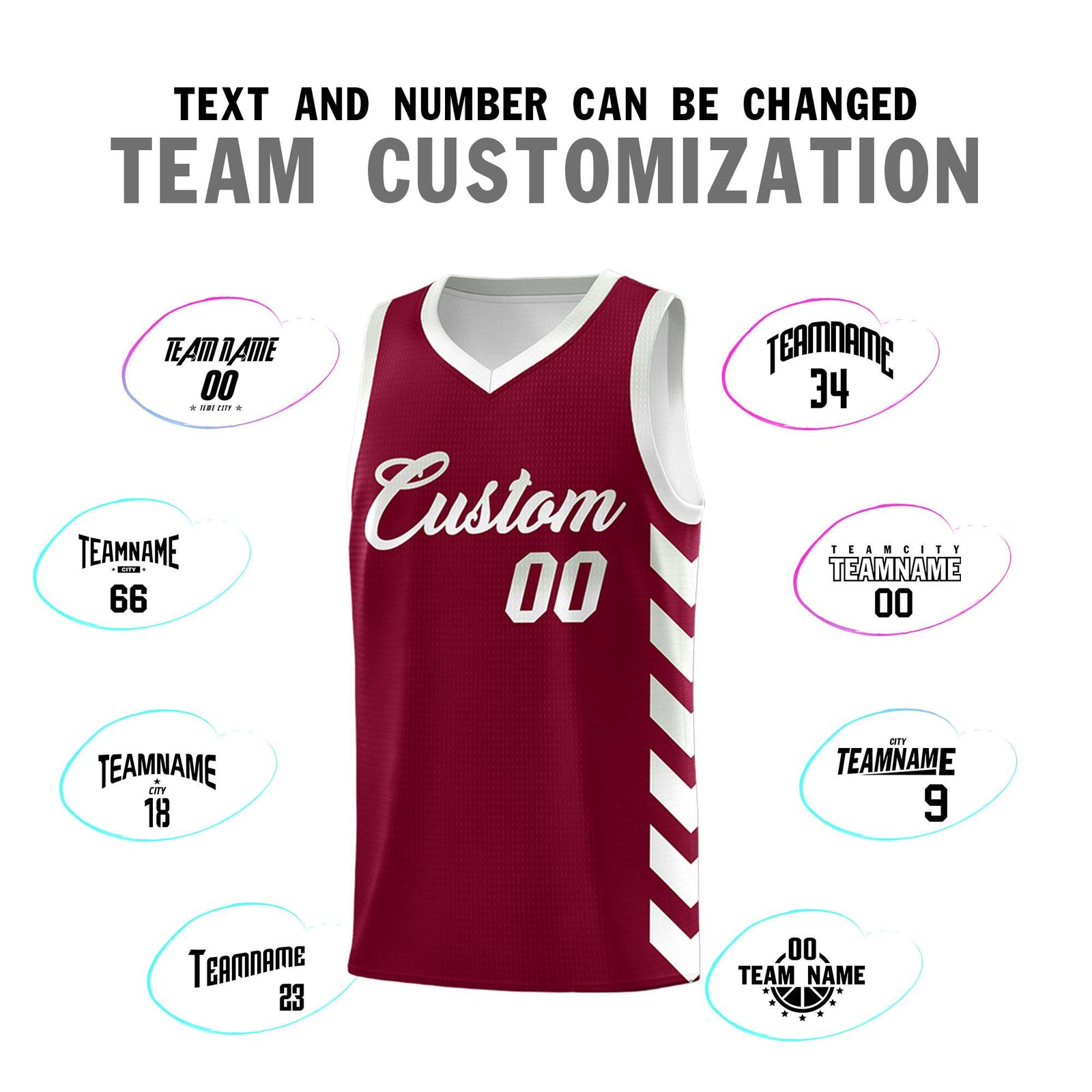 Custom White Crimson Reversible Basketball Jersey Kits - Side Arrow Crimson Gray Gradient