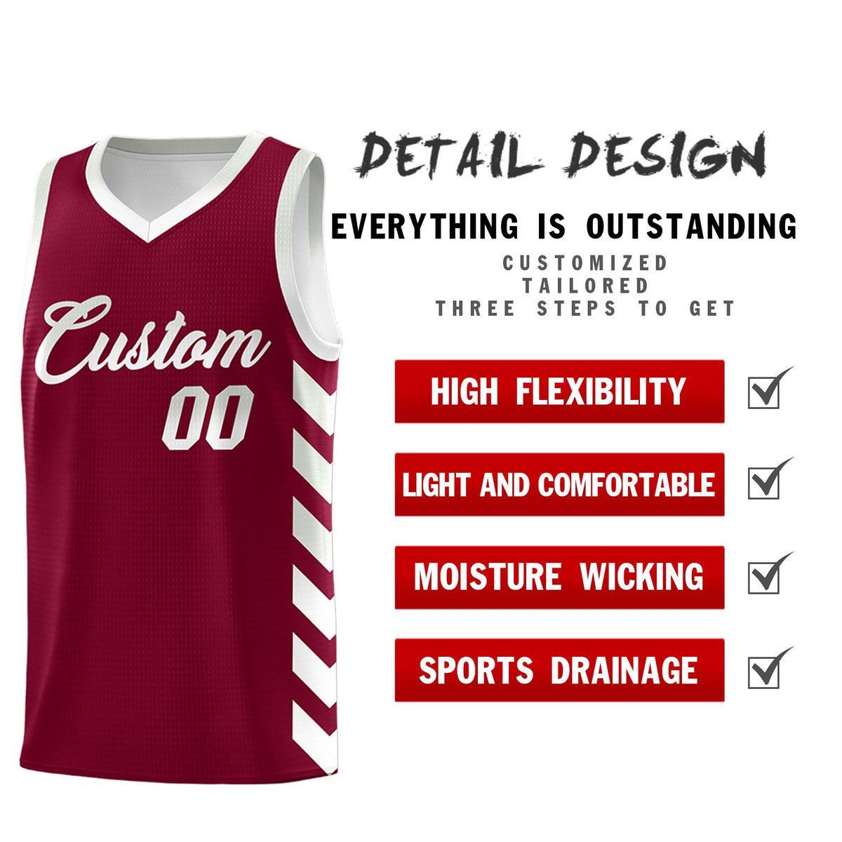 Custom White Crimson Reversible Basketball Jersey Kits - Side Arrow Crimson Gray Gradient
