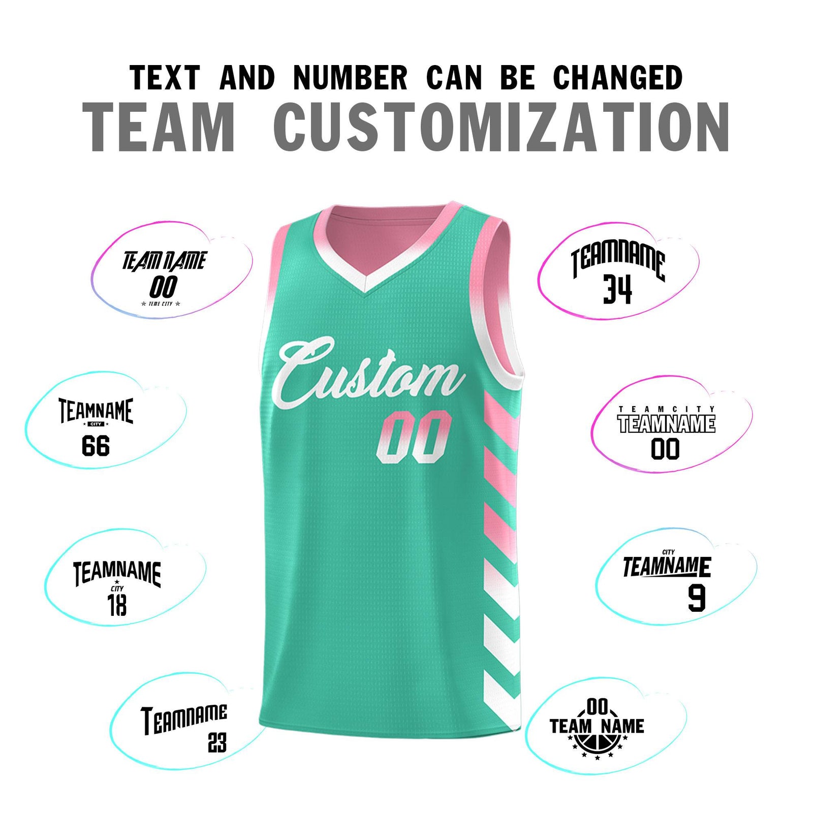 Custom Light Pink Bright Green Reversible Basketball Jersey Kits - Side Arrow Bright Green White Gradient