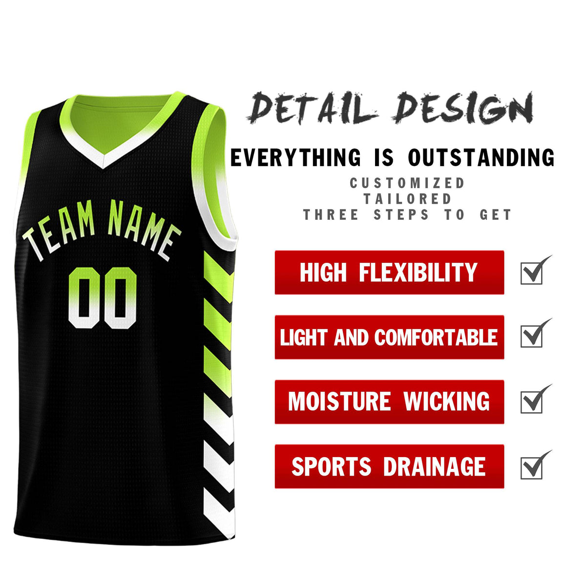 Custom Neon Greed Black Reversible Basketball Jersey Kits - Side Arrow Black White Gradient