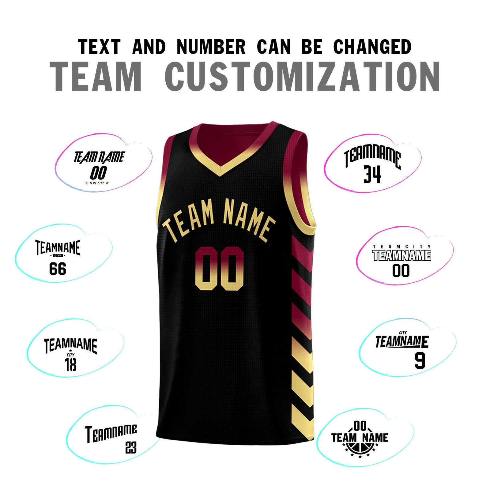 Custom Crimson Black Reversible Basketball Jersey Kits - Side Arrow Black Khaki Gradient