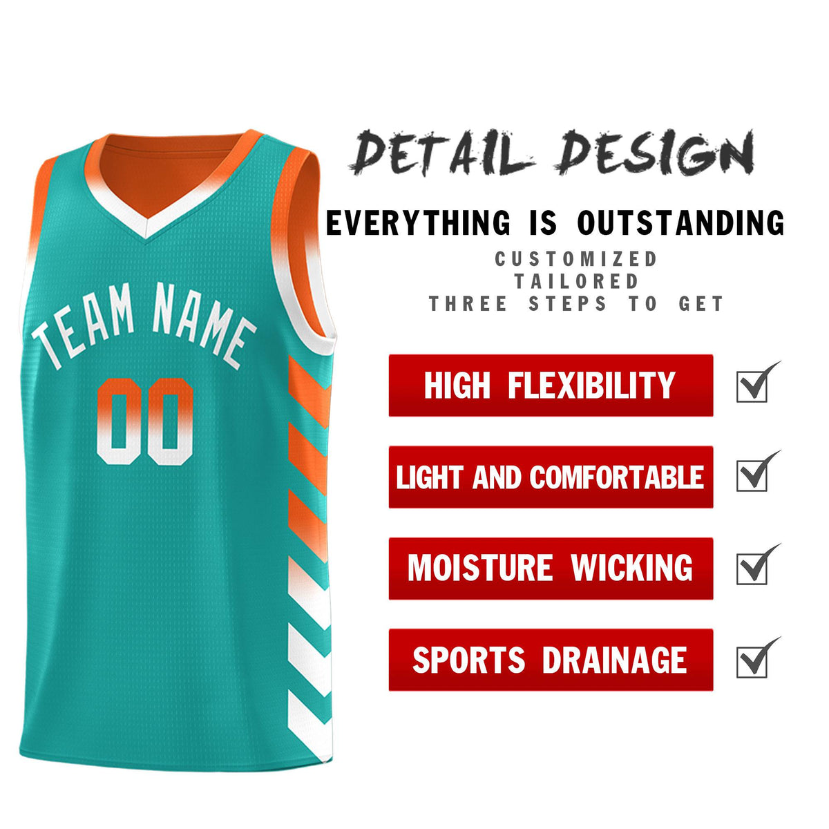 Custom Orange Aqua Reversible Basketball Jersey Kits - Side Arrow Aqua White Gradient