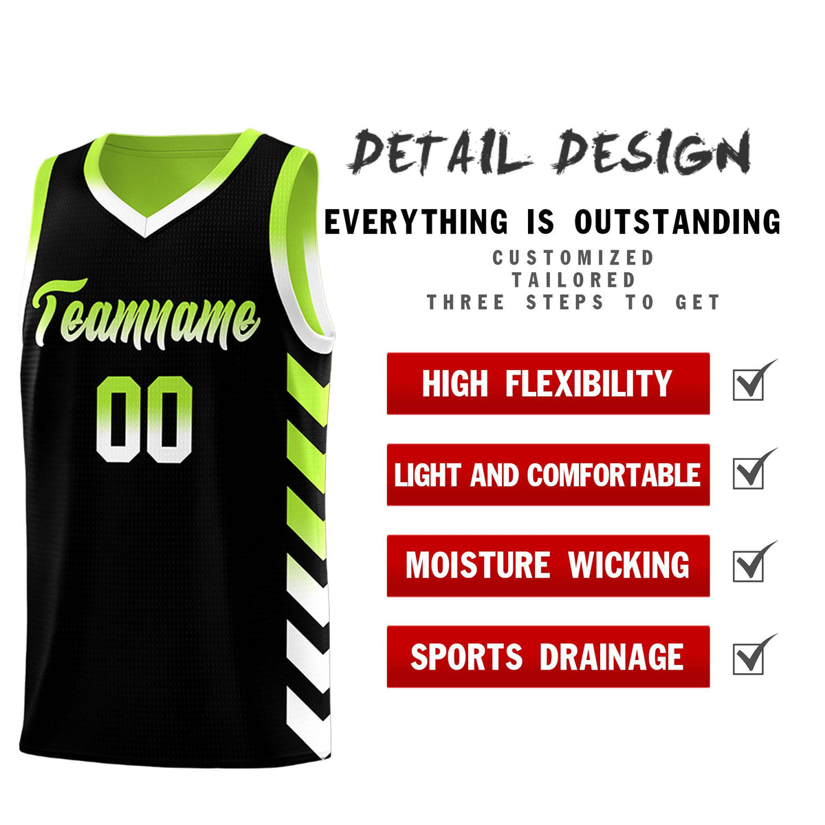 Custom Neon Greed Black Reversible Basketball Jersey Kits - Side Arrow Black White Gradient