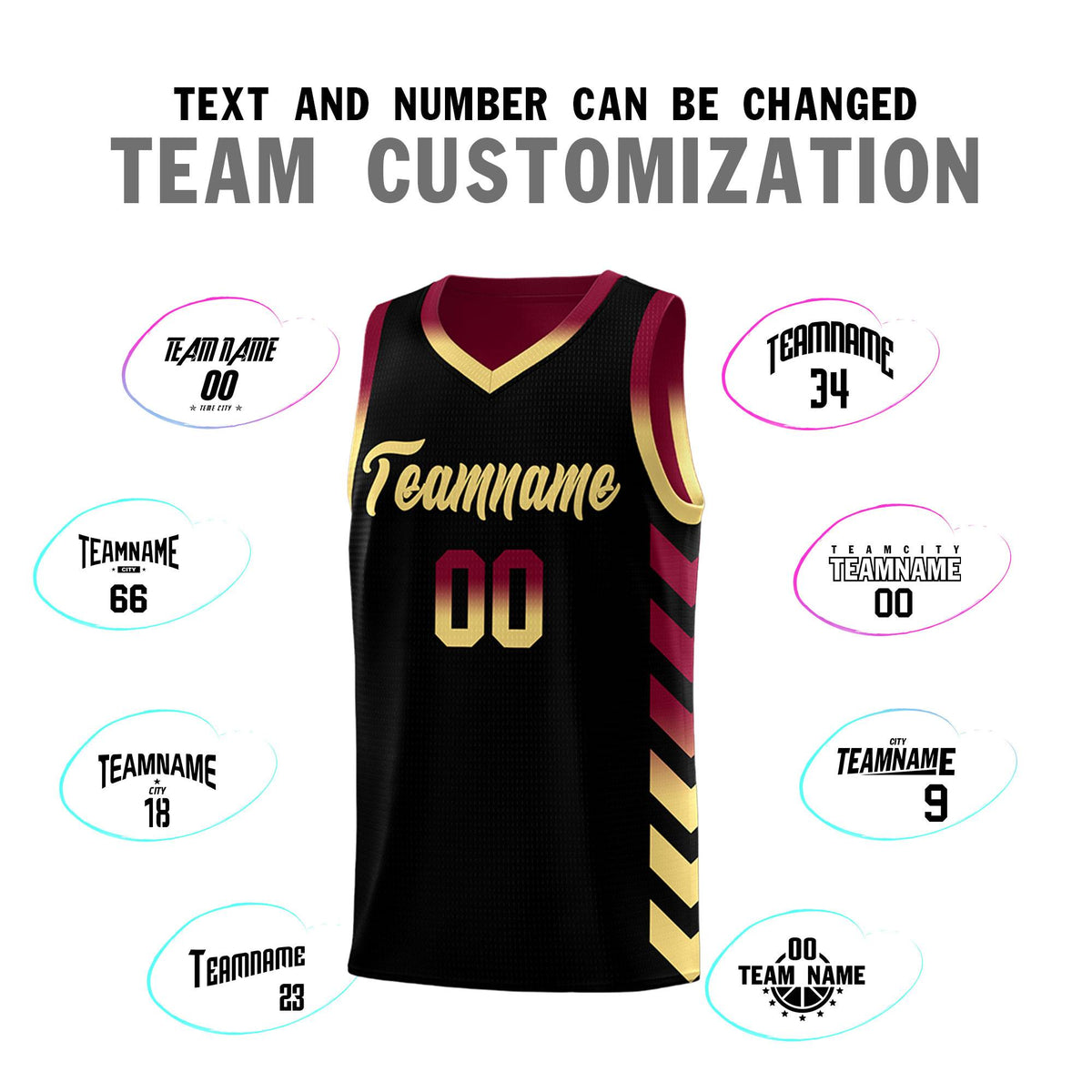 Custom Crimson Black Reversible Basketball Jersey Kits - Side Arrow Black Khaki Gradient