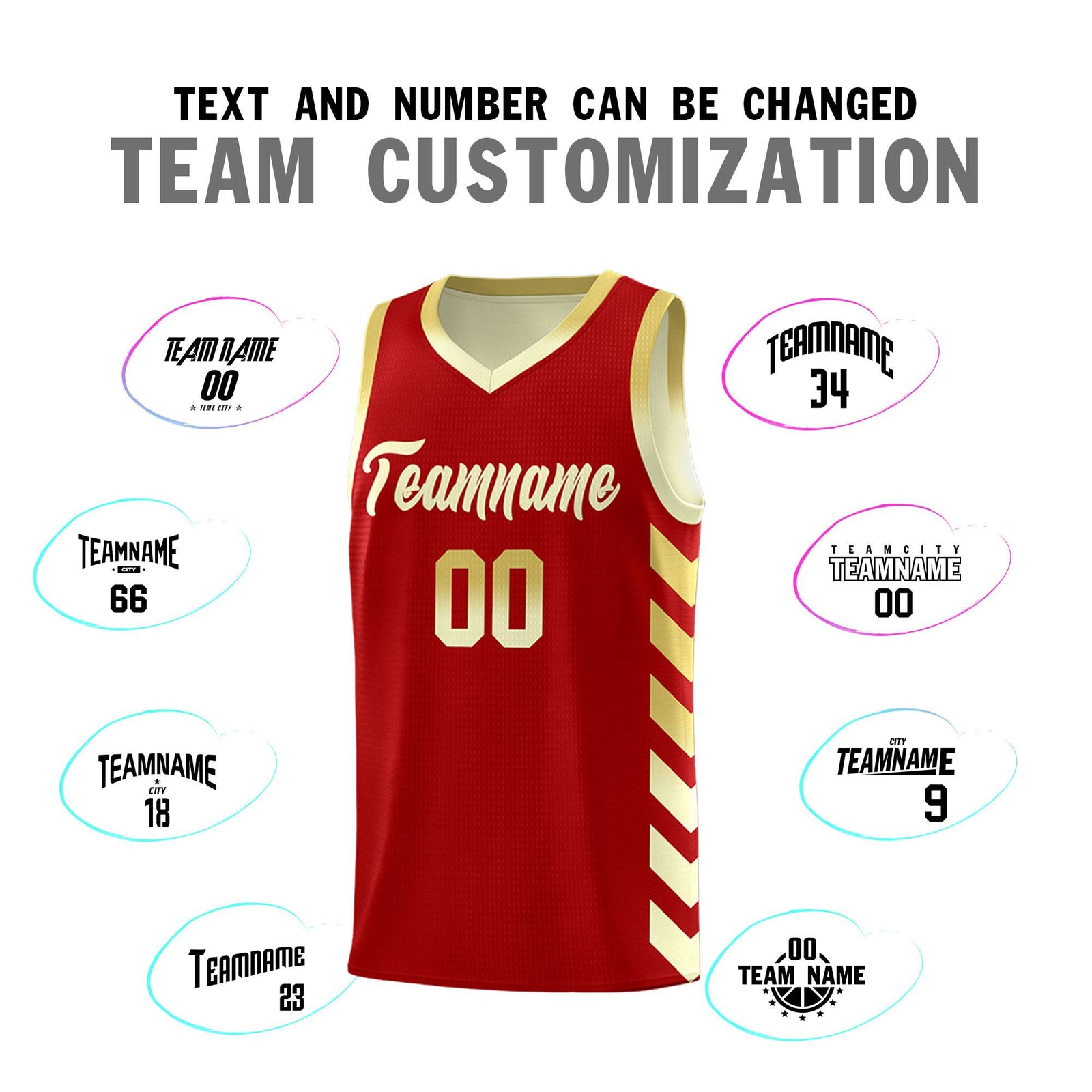 Custom Cream Red Reversible Basketball Jersey Kits - Side Arrow Old Gold Red Gradient