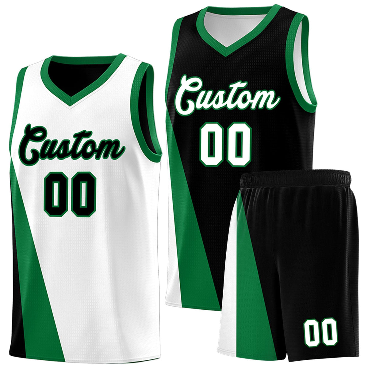 Custom White Black Slanting Two Lines Color Block Sports Uniform Basketball Jersey