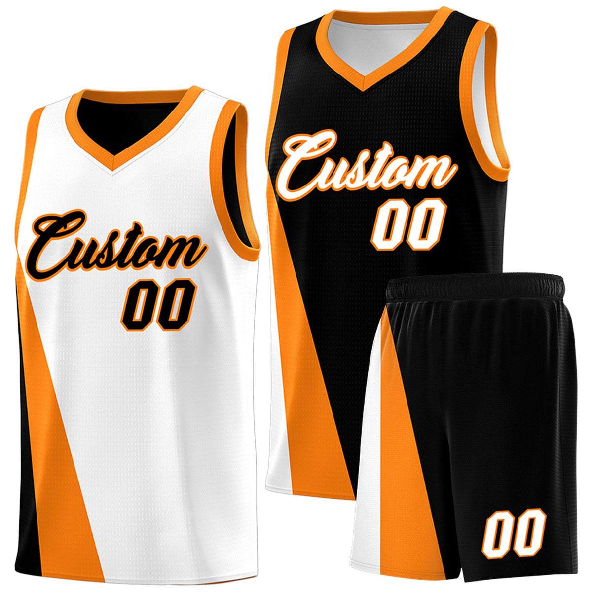 Custom White Black Slanting Two Lines Color Block Sports Uniform Basketball Jersey