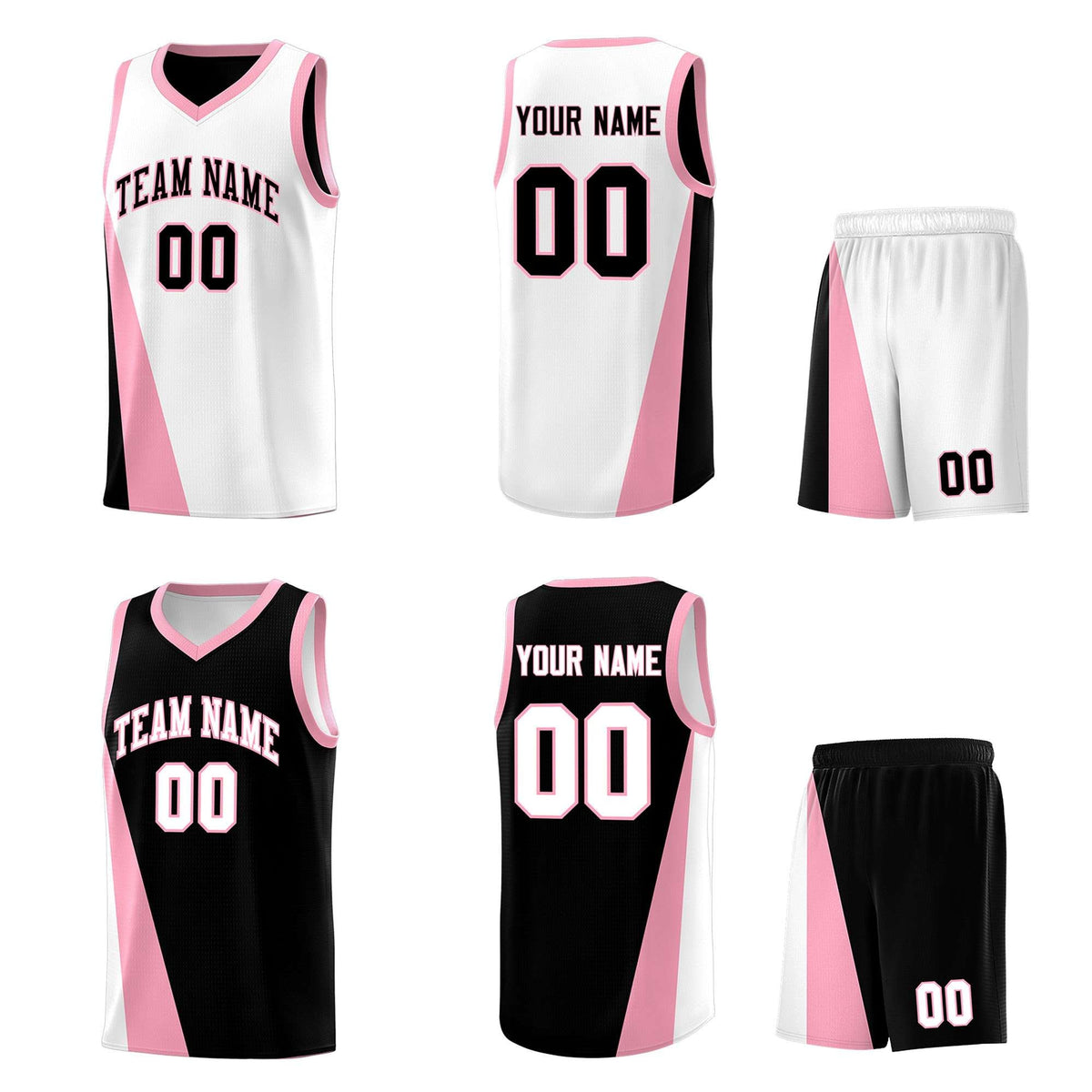 Custom White Black Slanting Two Lines Color Block Sports Uniform Basketball Jersey