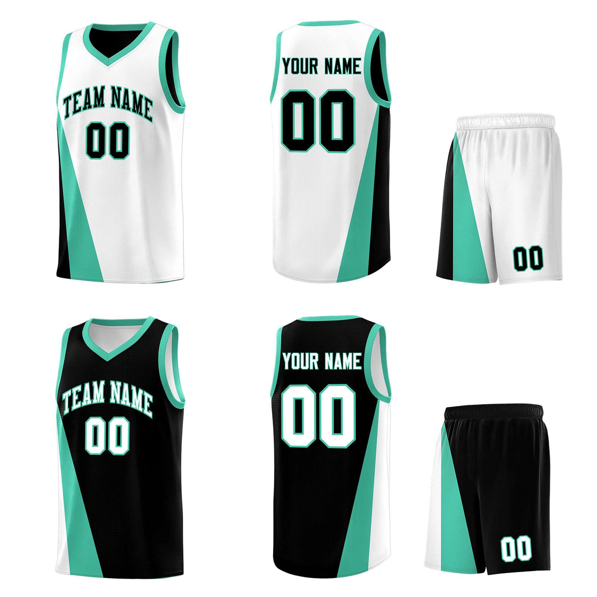 Custom White Black Slanting Two Lines Color Block Sports Uniform Basketball Jersey