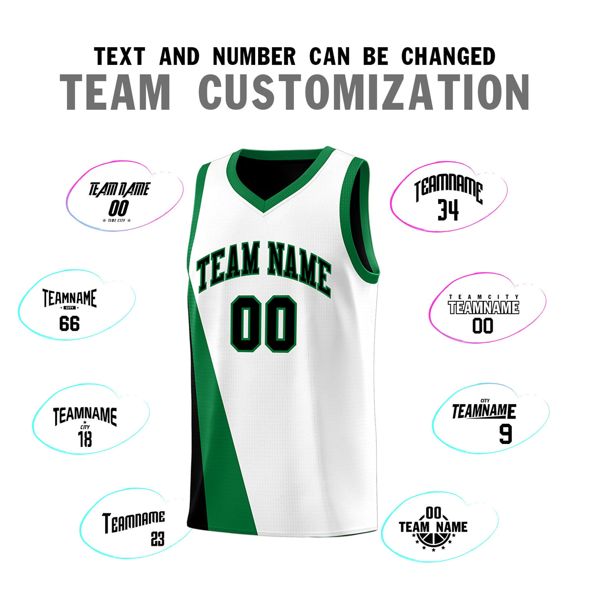 Custom White Black Slanting Two Lines Color Block Sports Uniform Basketball Jersey