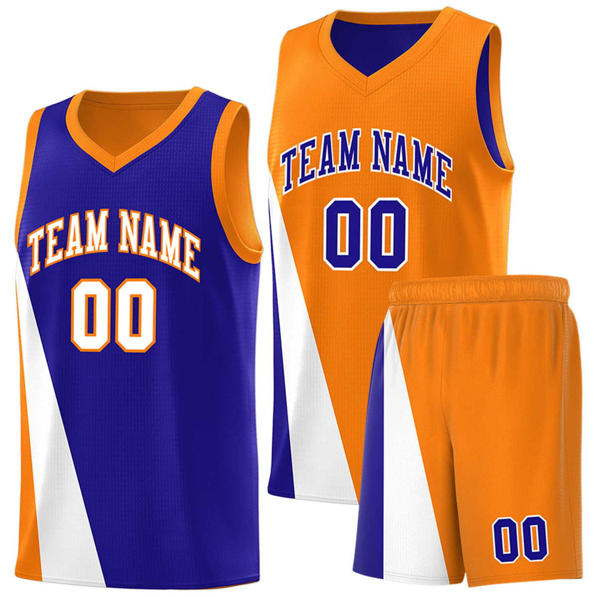 Custom Royal Orange Slanting Two Lines Color Block Sports Uniform Basketball Jersey