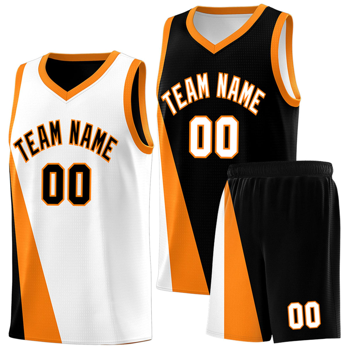 Custom White Black Slanting Two Lines Color Block Sports Uniform Basketball Jersey