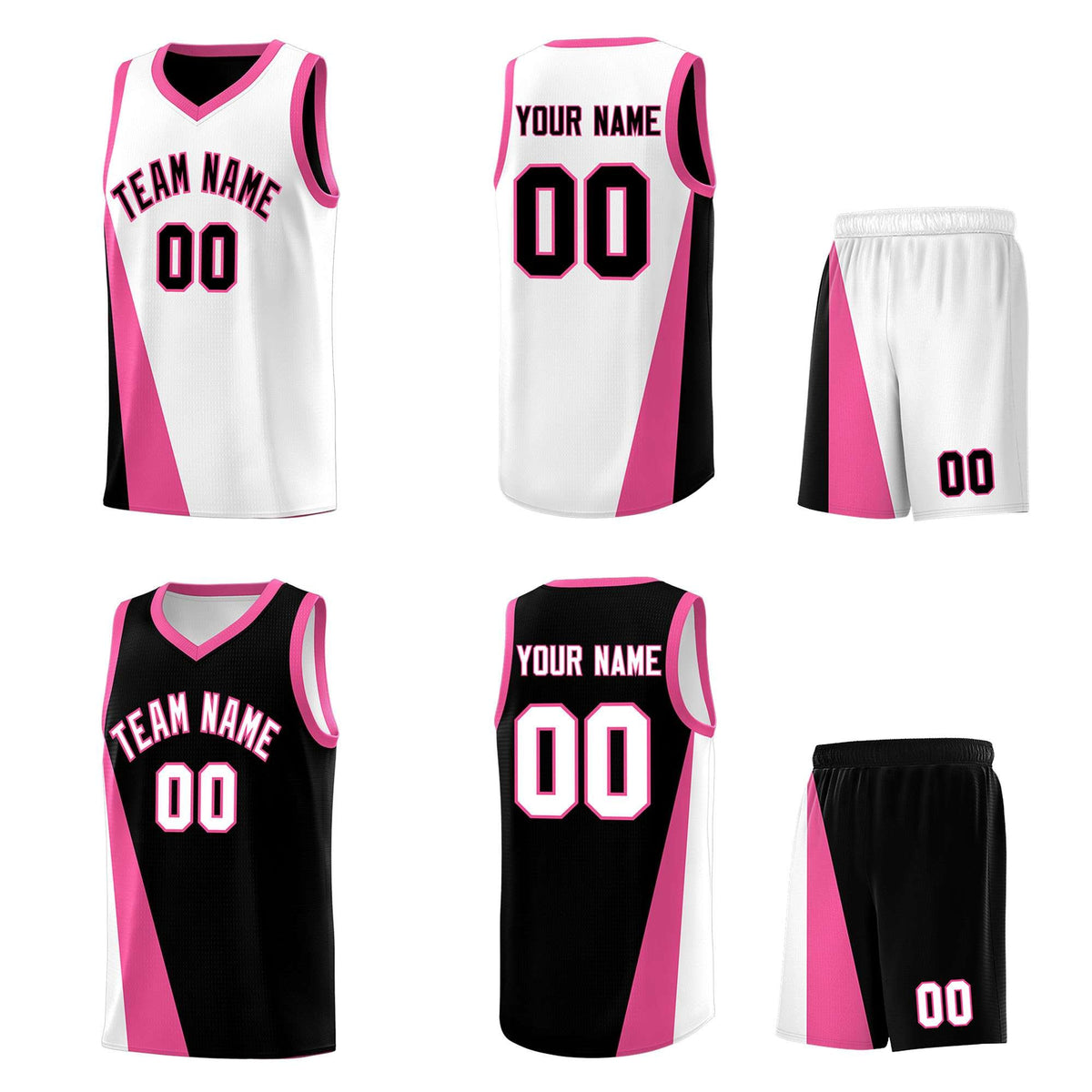 Custom White Black Slanting Two Lines Color Block Sports Uniform Basketball Jersey