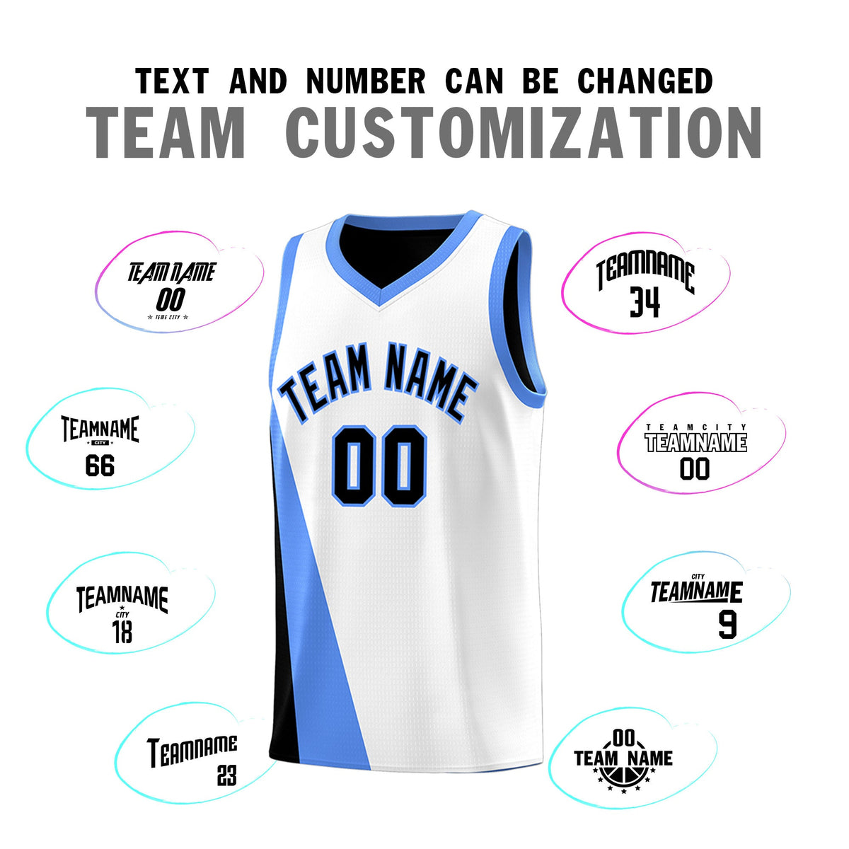 Custom White Black Slanting Two Lines Color Block Sports Uniform Basketball Jersey