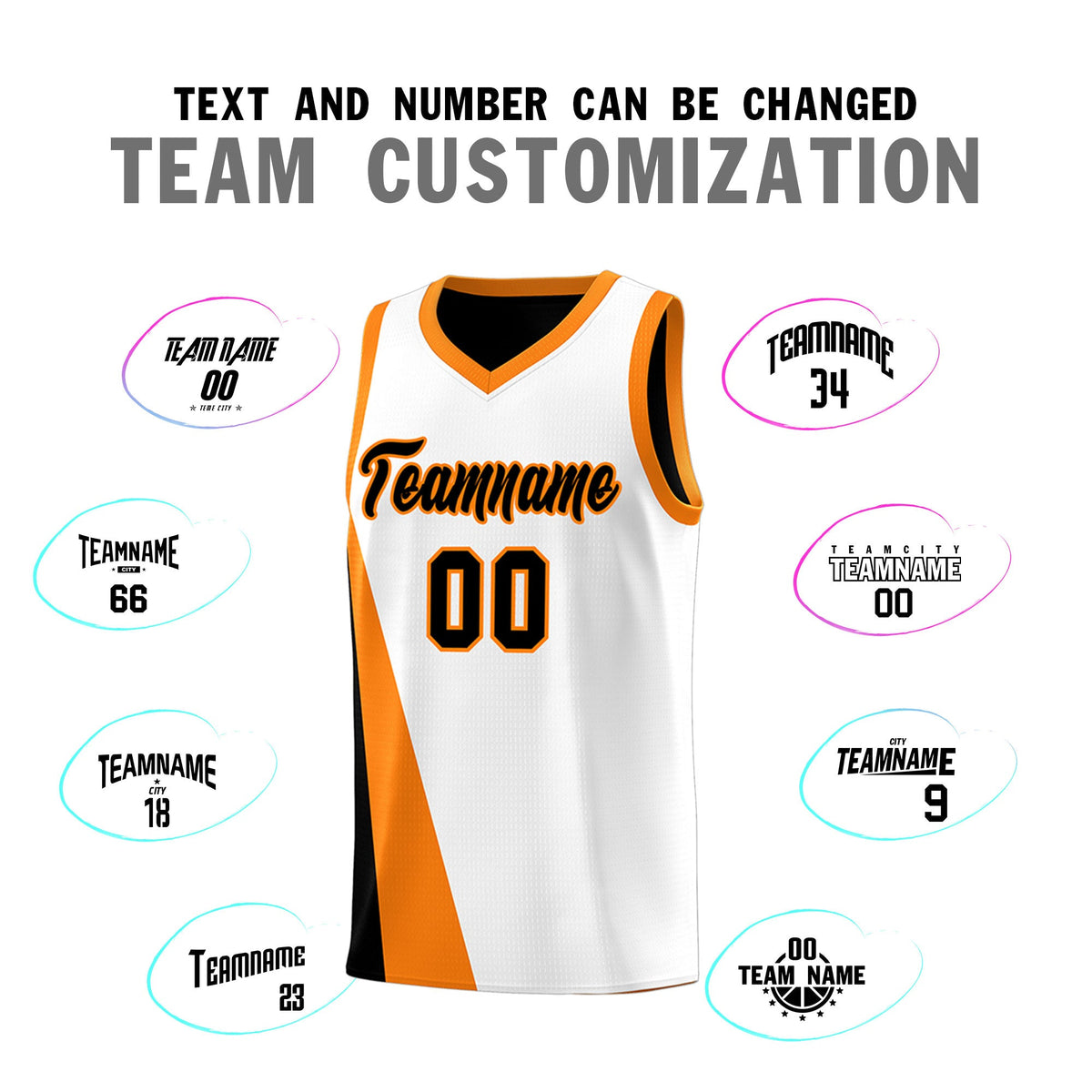 Custom White Black Slanting Two Lines Color Block Sports Uniform Basketball Jersey